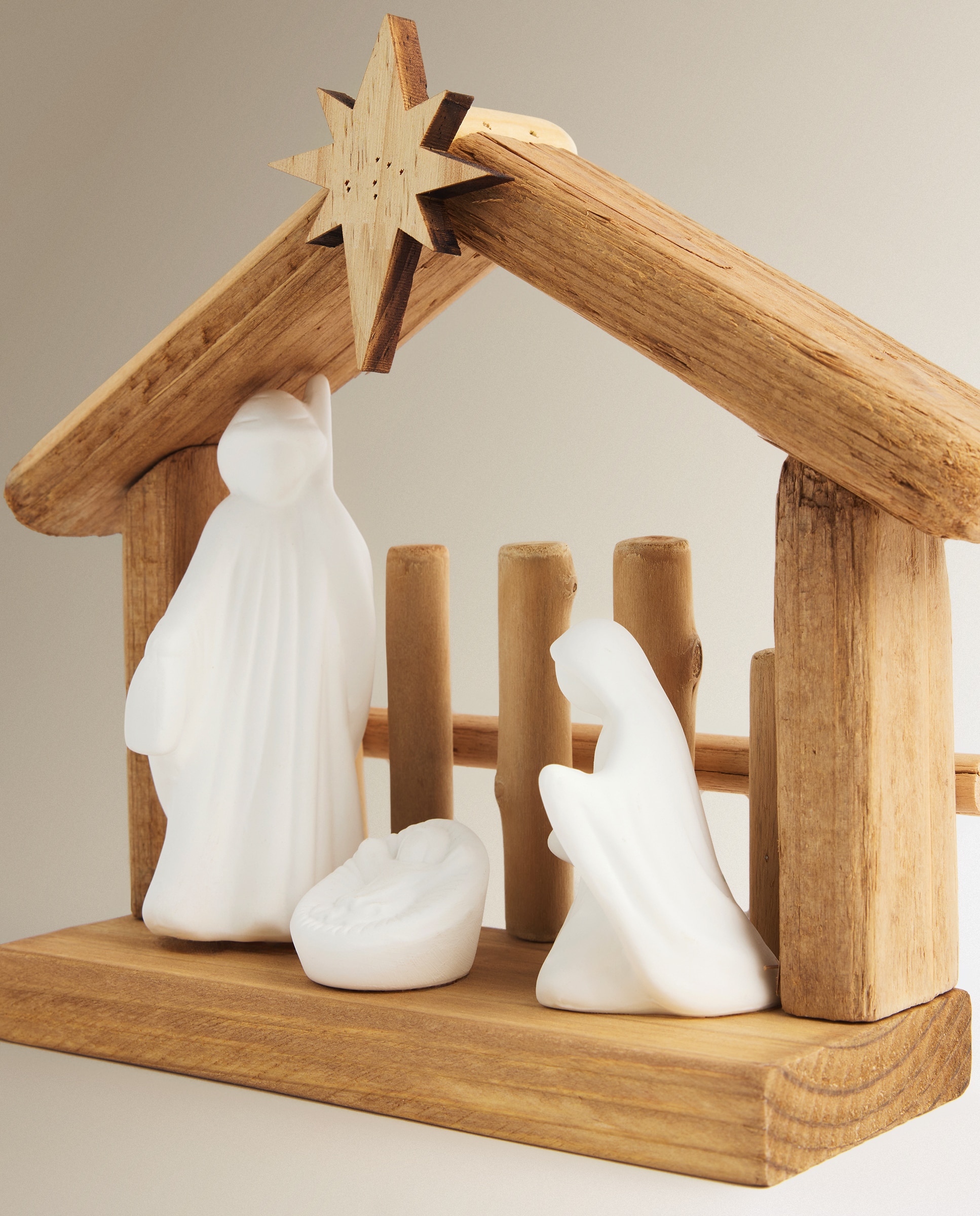 Figura Mono-Peça Presépio Contemporâneo Natal Branco-3