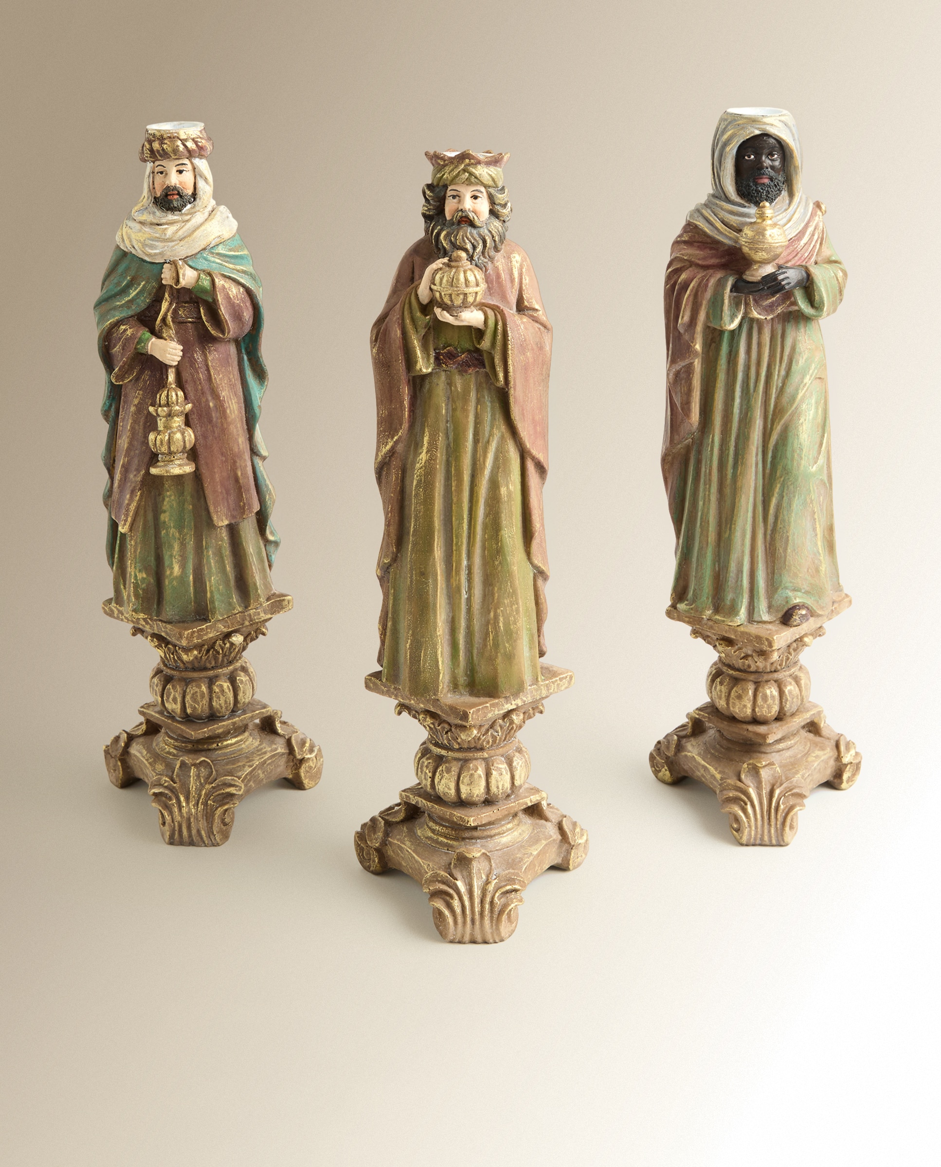 Set de tres portavelas Reyes Magos Navidad - Multicolor Multicolor-2