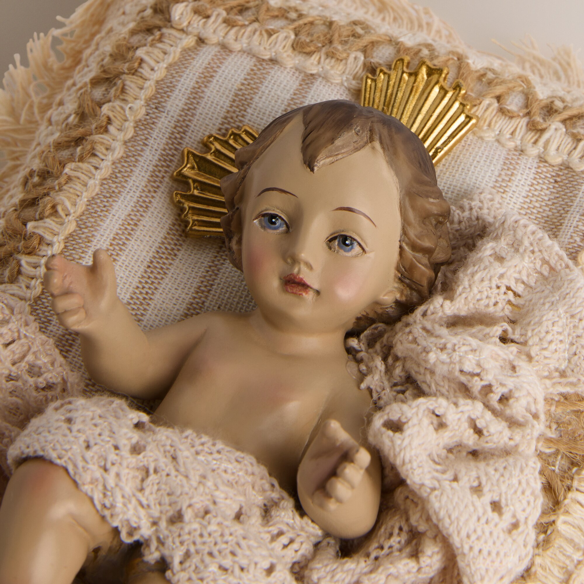Menino Jesus com Almofada de Tecido para Presépio Cru-2