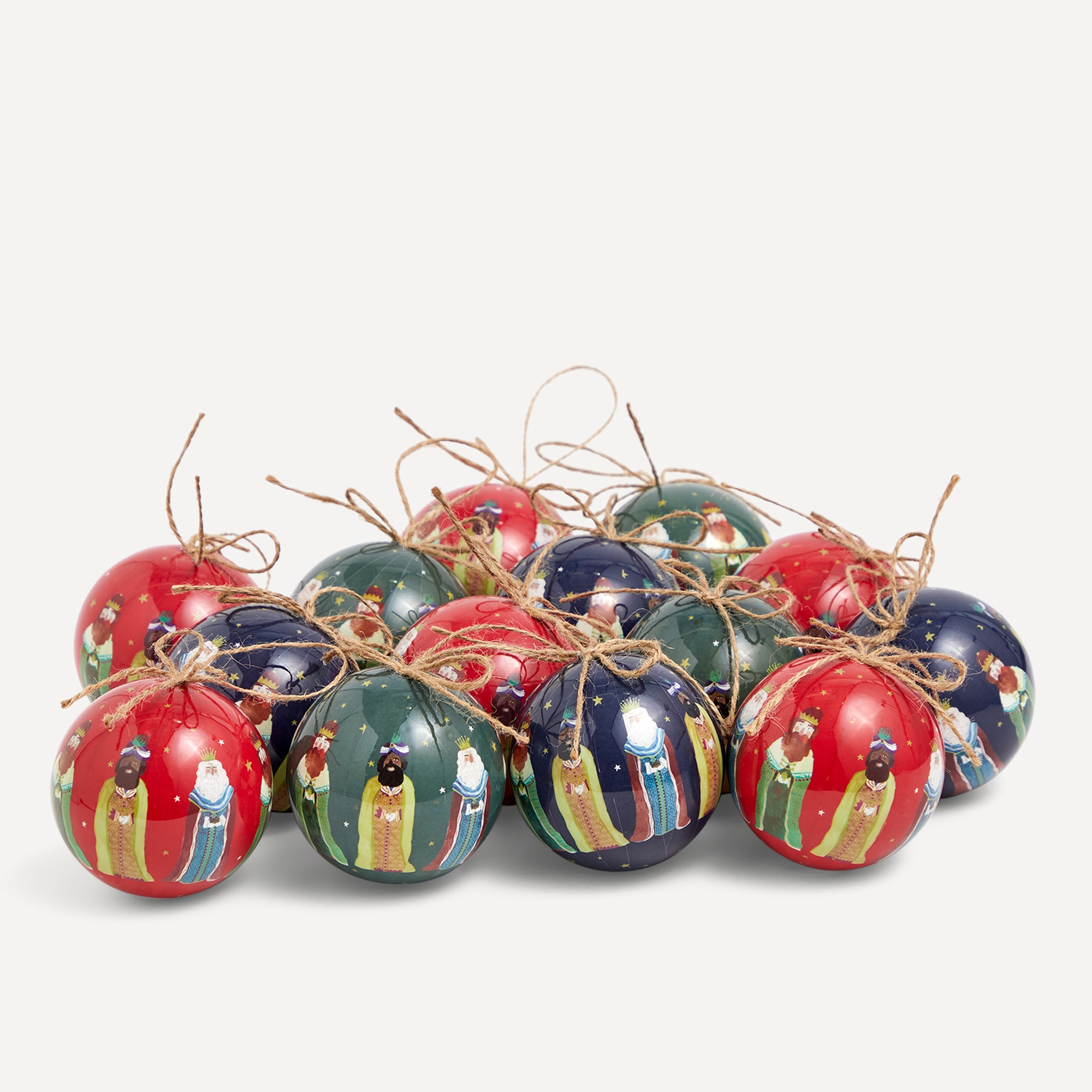Conjunto de 14 Bolas de Papel Machê Reis Magos Multicolor-3