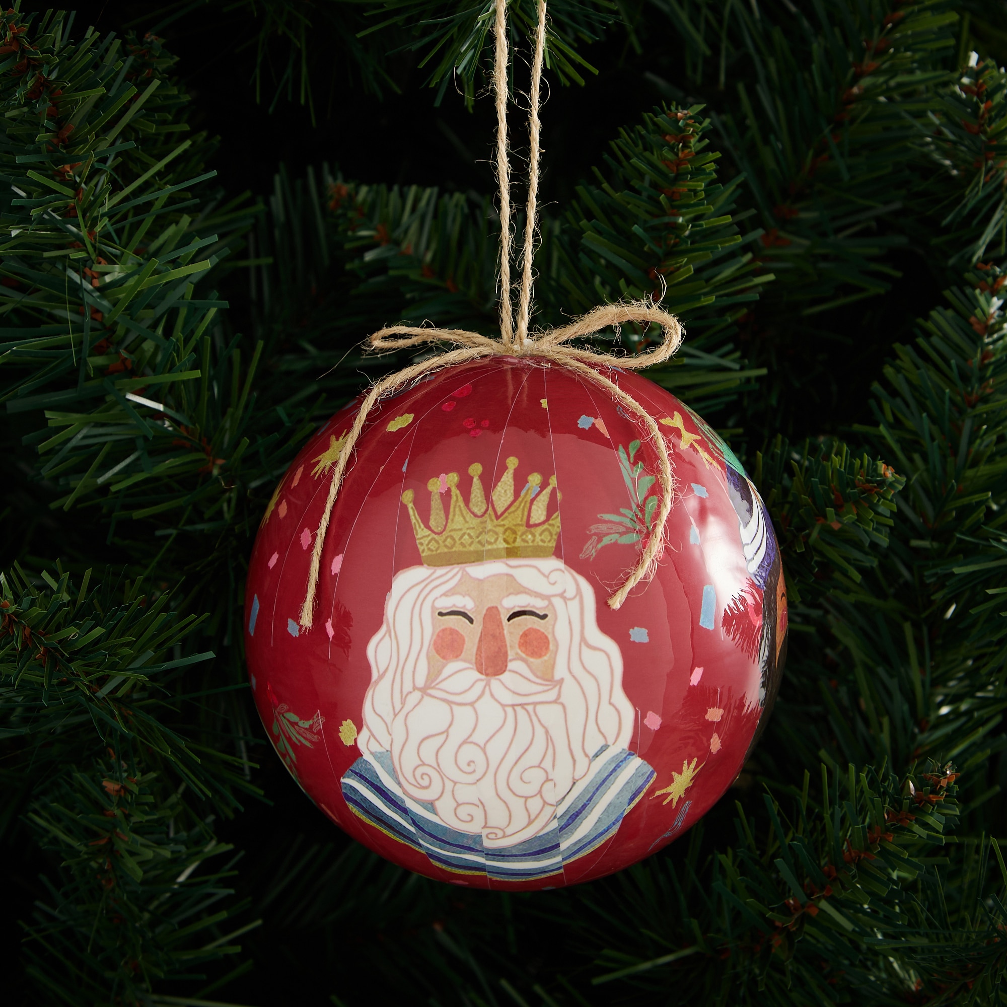 Imagen 1 de Bola de papel maché Reyes Magos Navidad - Rojo Rojo