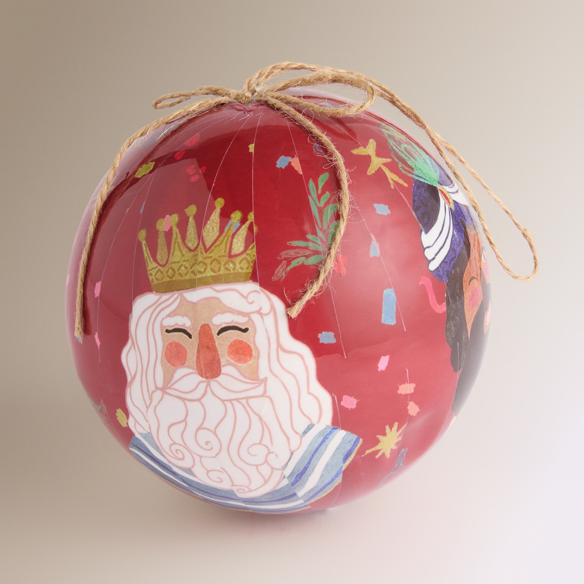 Imagen 2 de Bola de papel maché Reyes Magos Navidad - Rojo Rojo