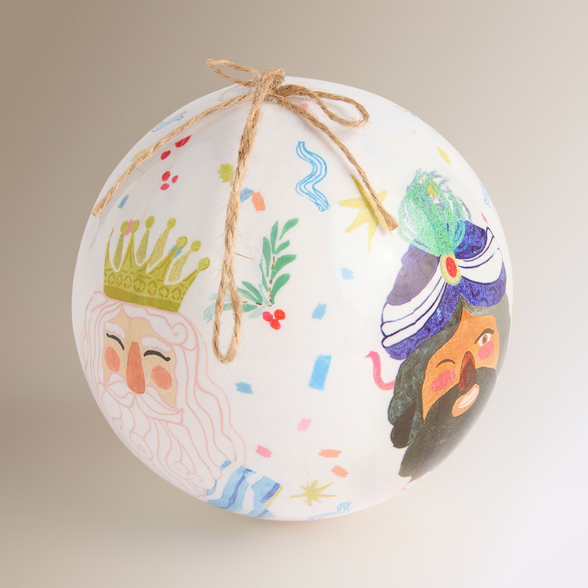 Imagen 2 de Bola de papel maché Reyes Magos Navidad - Blanco Blanco