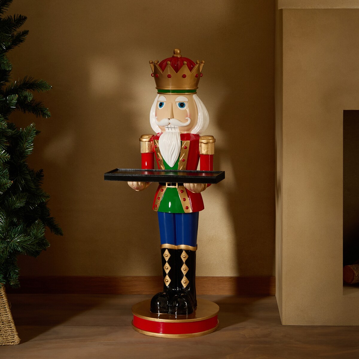 Figura Cascanueces con bandeja baja Navidad Rojo-1