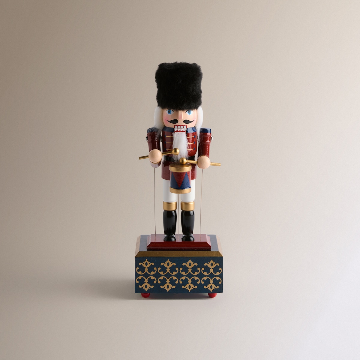 Figura Cascanueces con música Navidad Azul oscuro-2