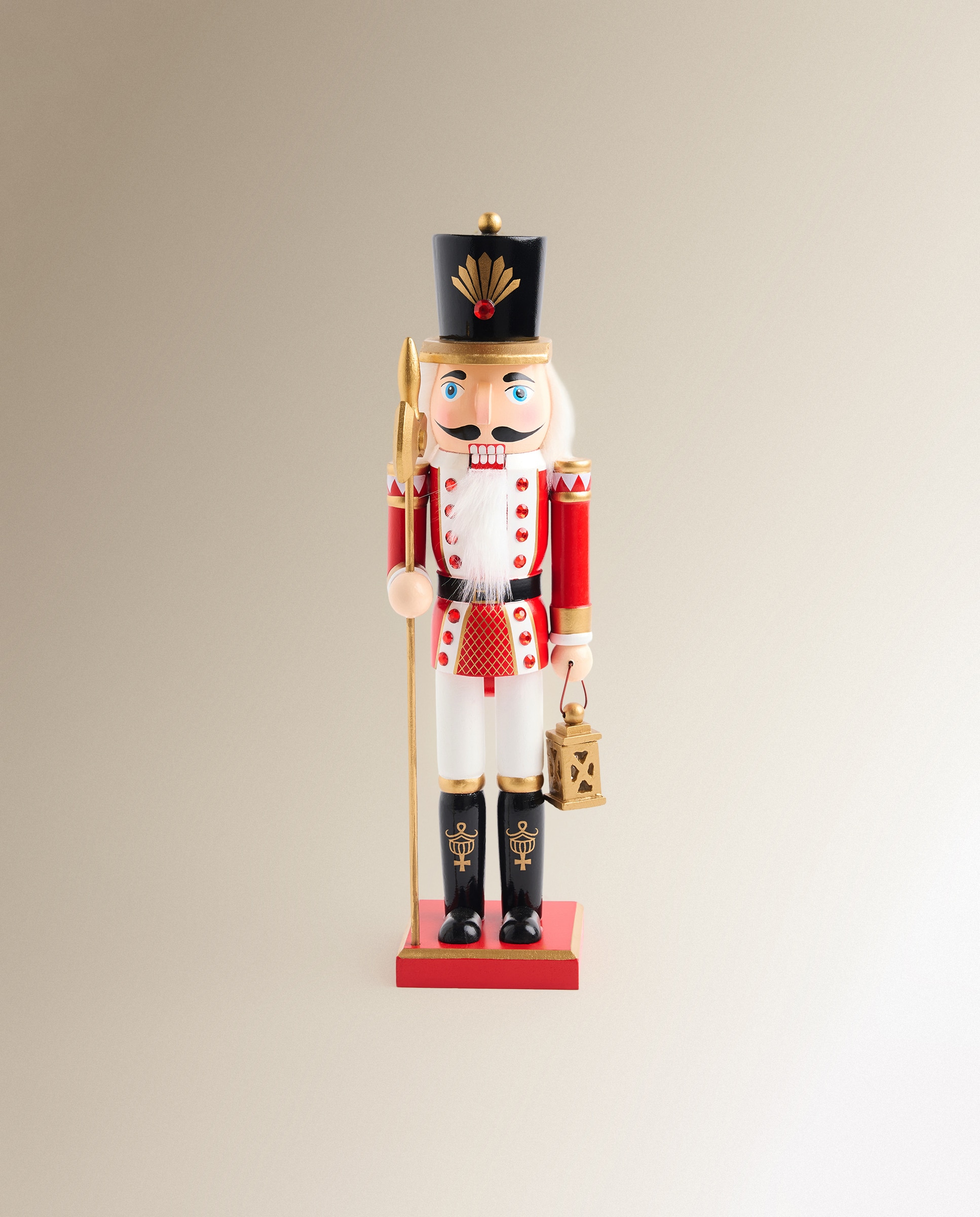 Figura Soldado Quebra-Nozes com Lanterna Vermelho-2