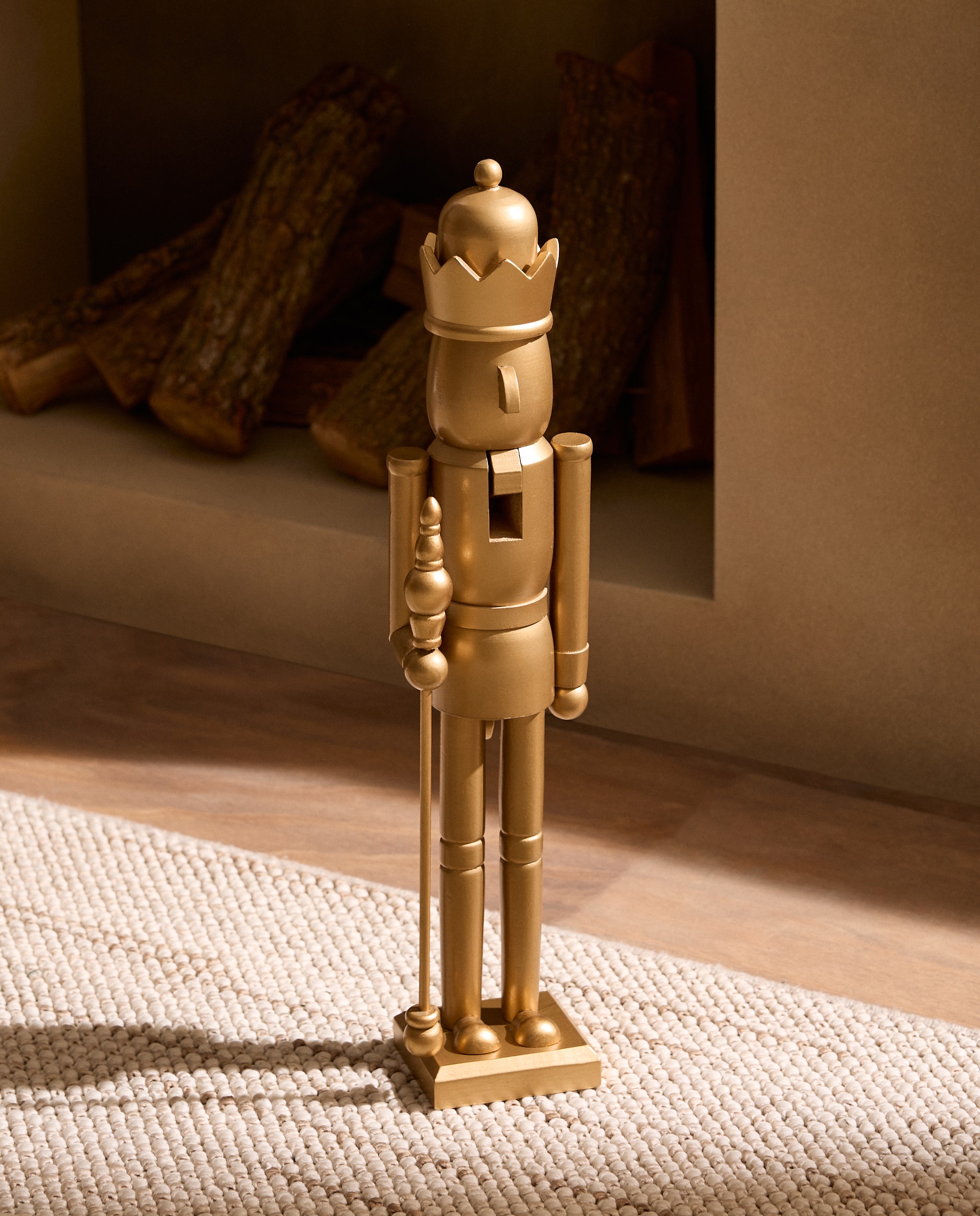 Cascanueces de madera Contemporáneo Navidad - Dorado Grande Dorado-1