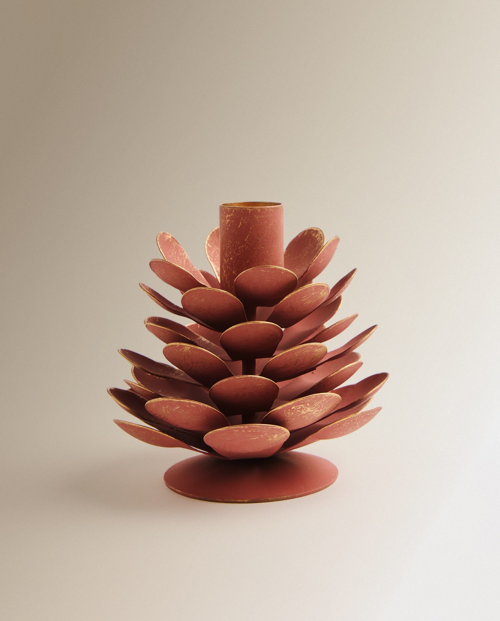 Imagen 2 de Portavelas de metal Piña Navidad - Rosa Grande Rosa