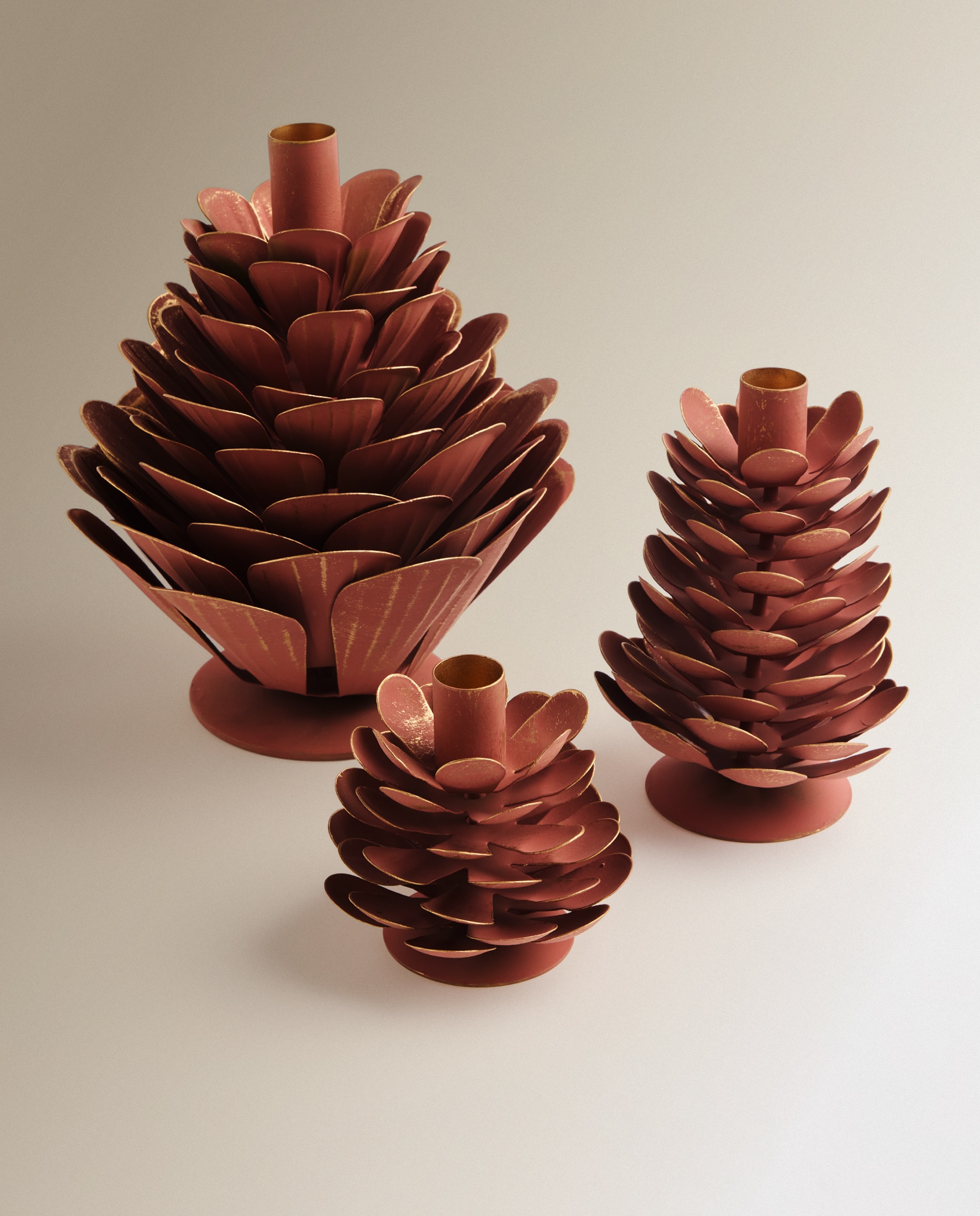 Imagen 4 de Portavelas de metal Piña Navidad - Rosa Grande Rosa
