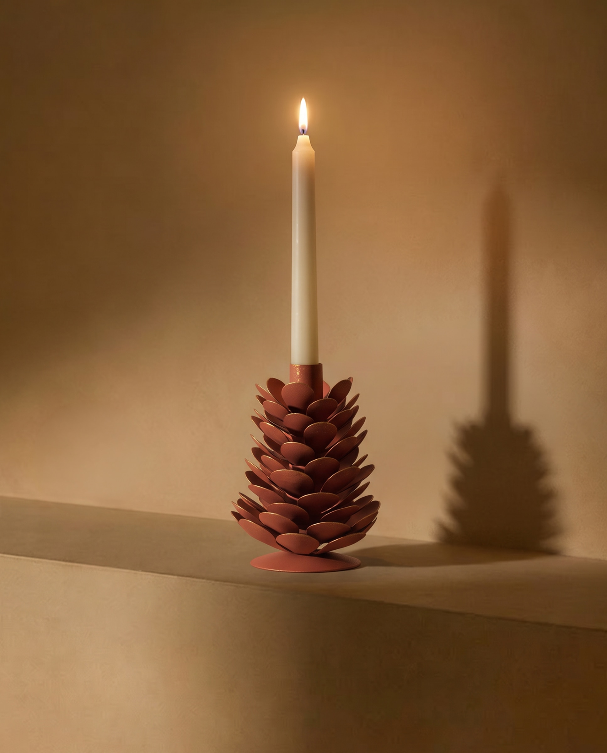 Imagen 1 de Portavelas de metal Piña Navidad Rosa