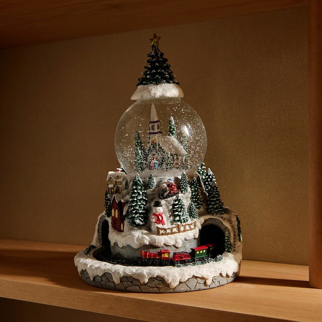 Imagen 0 de Bola de nieve con luz LED, movimiento y música Pueblo Tren Navidad