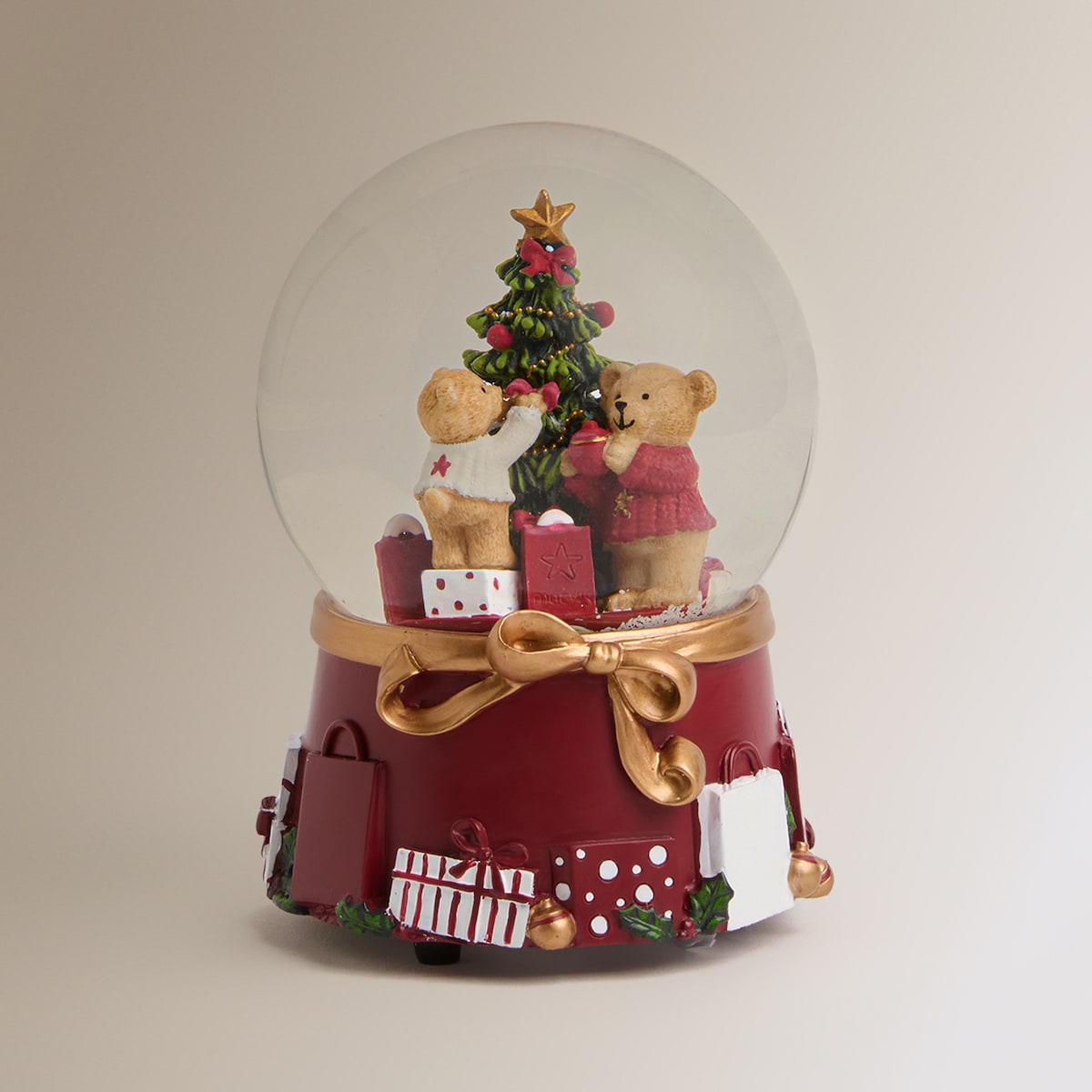 Bola de nieve con música Ositos Navidad El Corte Inglés Rojo-3