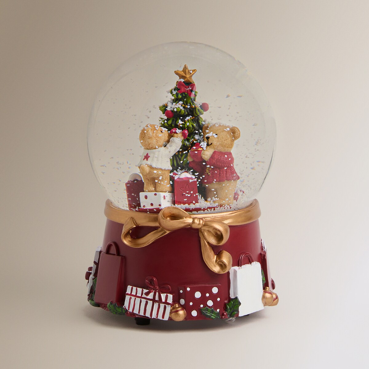 Bola de nieve con música Ositos Navidad El Corte Inglés Rojo-4