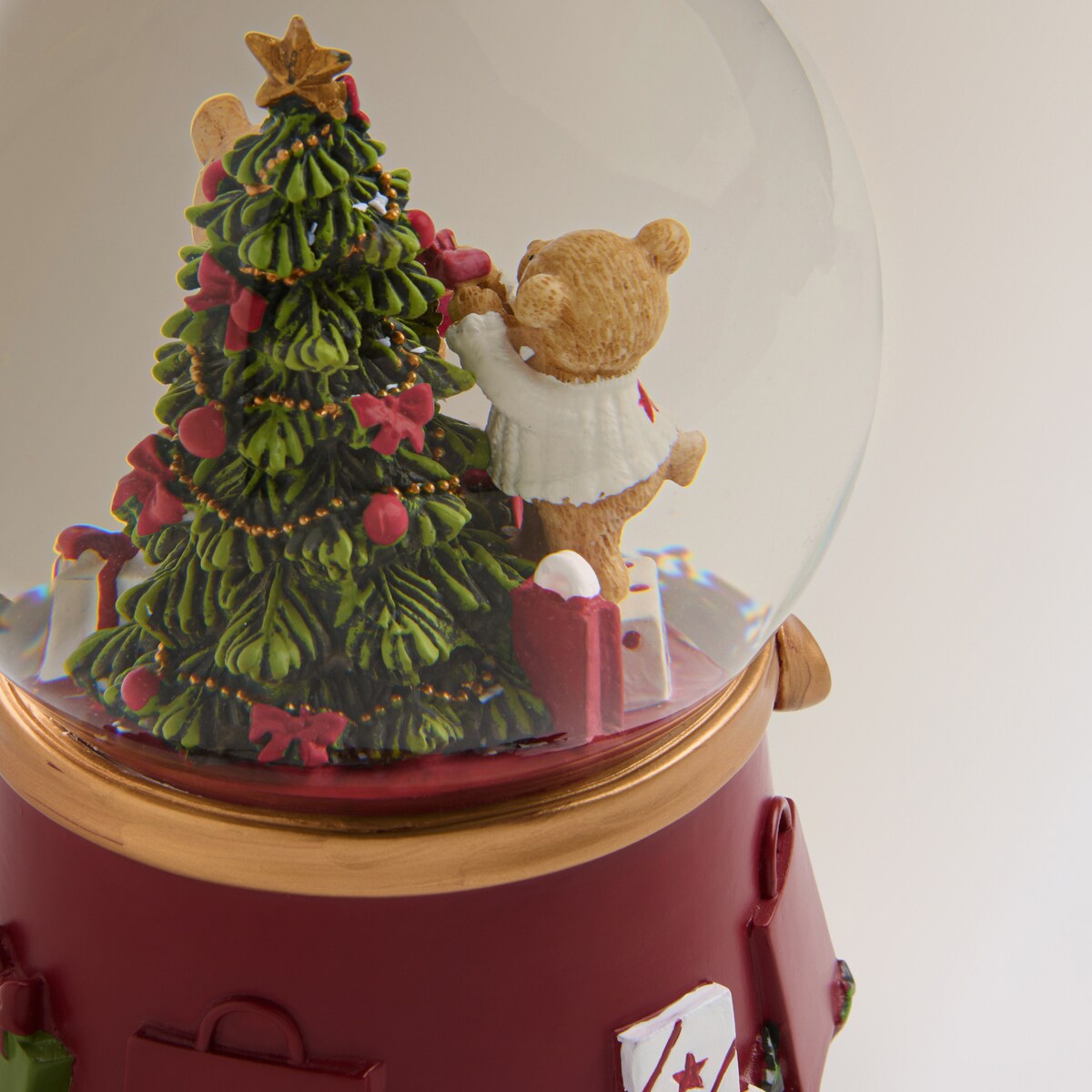 Bola de nieve con música Ositos Navidad El Corte Inglés Rojo-5