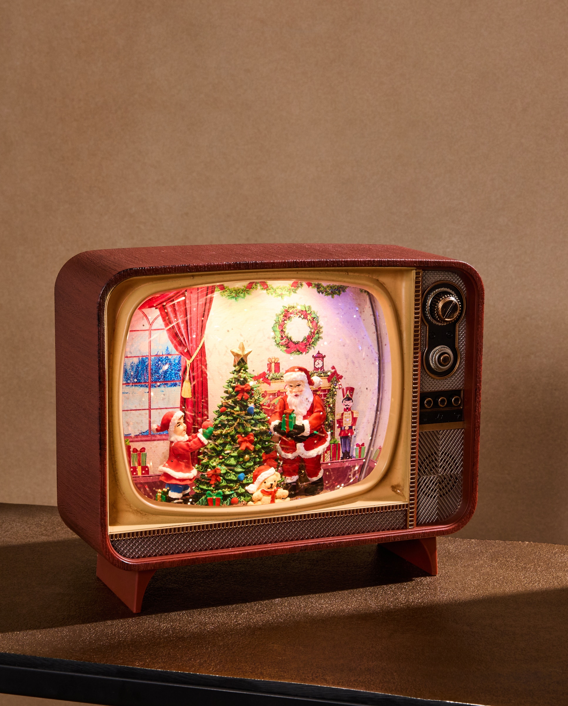Bola de agua con luz, música y movimiento Papá Noel televisión Navidad - Multicolor Multicolor-1