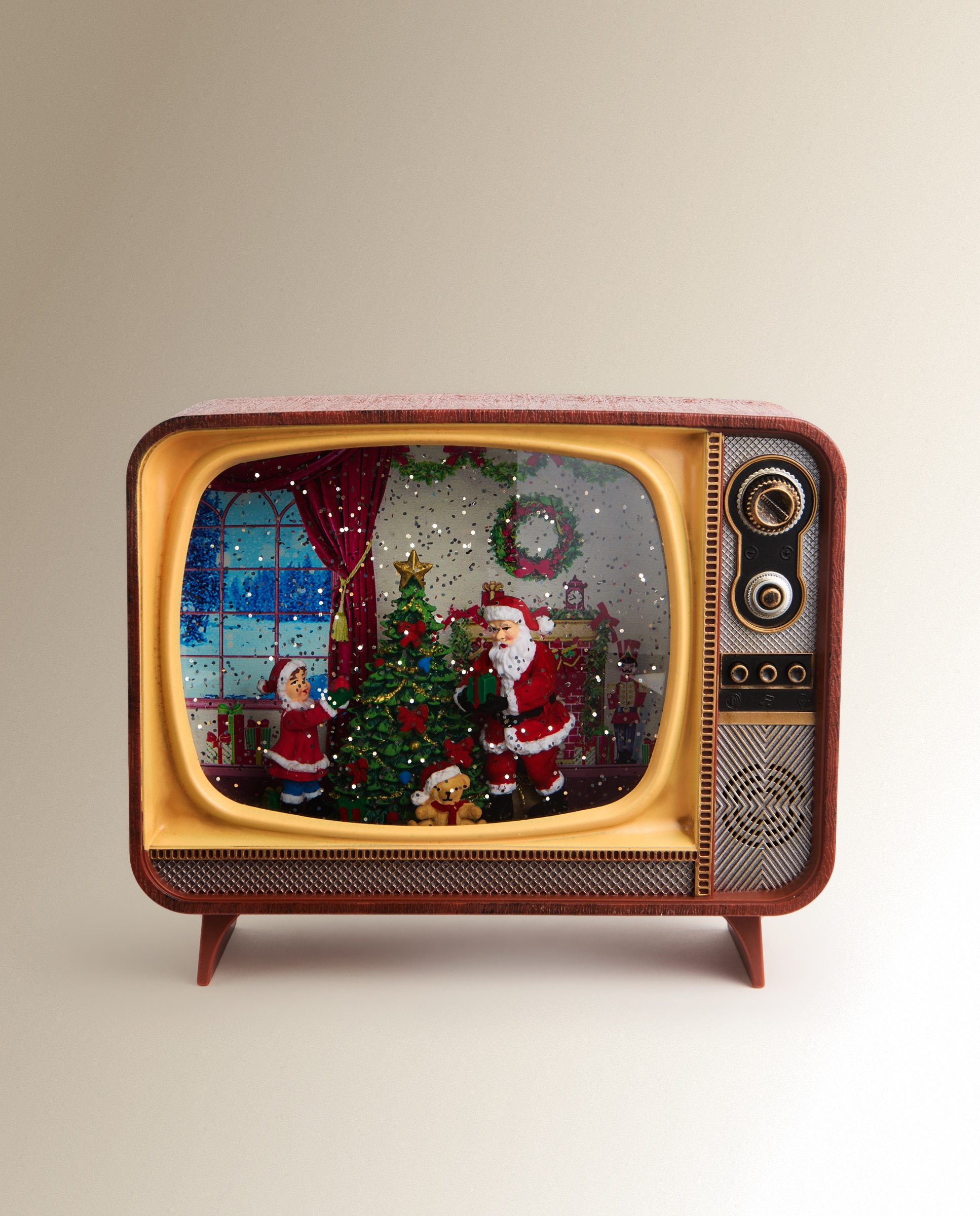 Bola de agua con luz, música y movimiento Papá Noel televisión Navidad - Multicolor Multicolor-3
