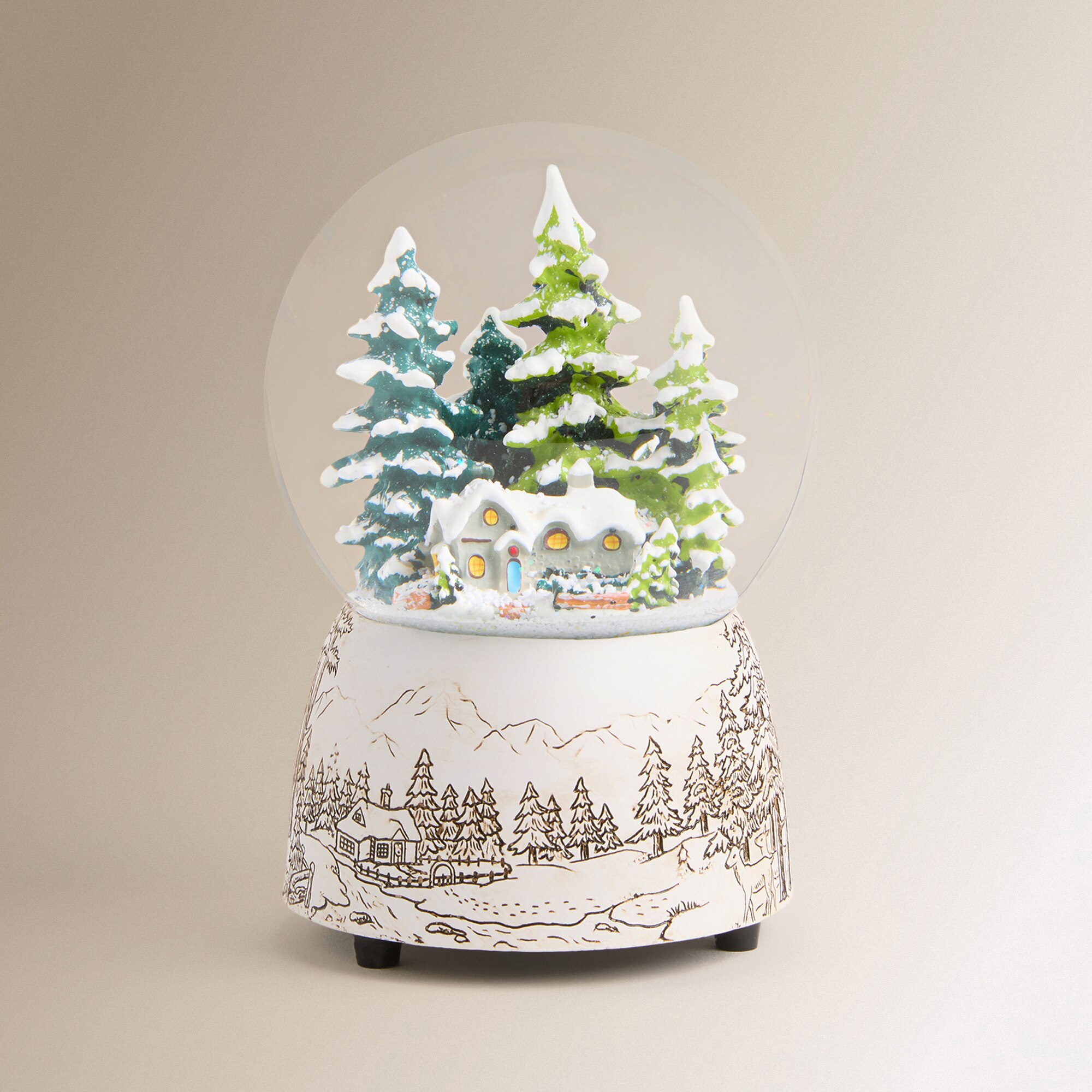 Bola de nieve Pueblo con música Navidad El Corte Inglés - Crema Crema-3