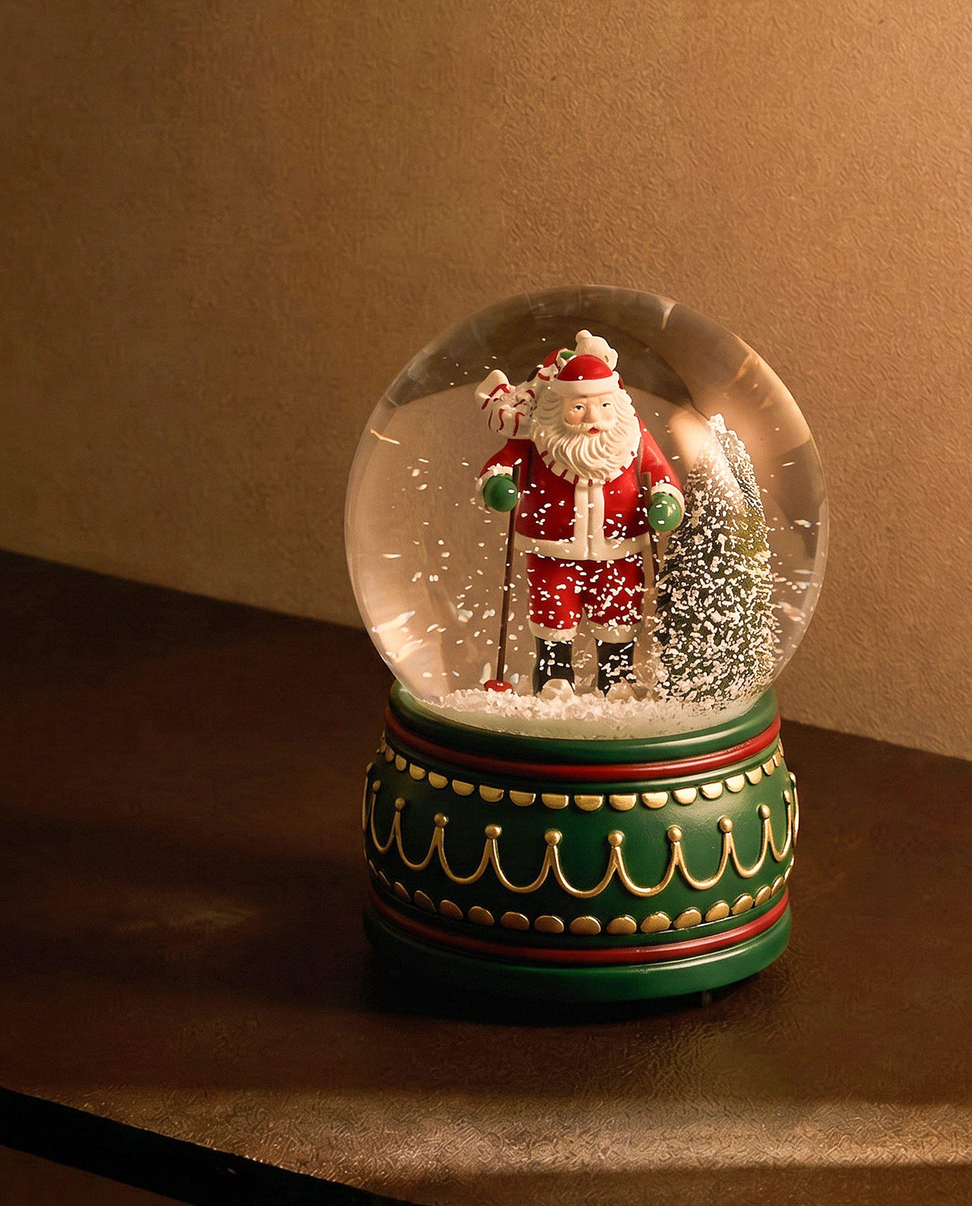 Bola de agua con música Papá Noel esquís Navidad - Multicolor Multicolor-1