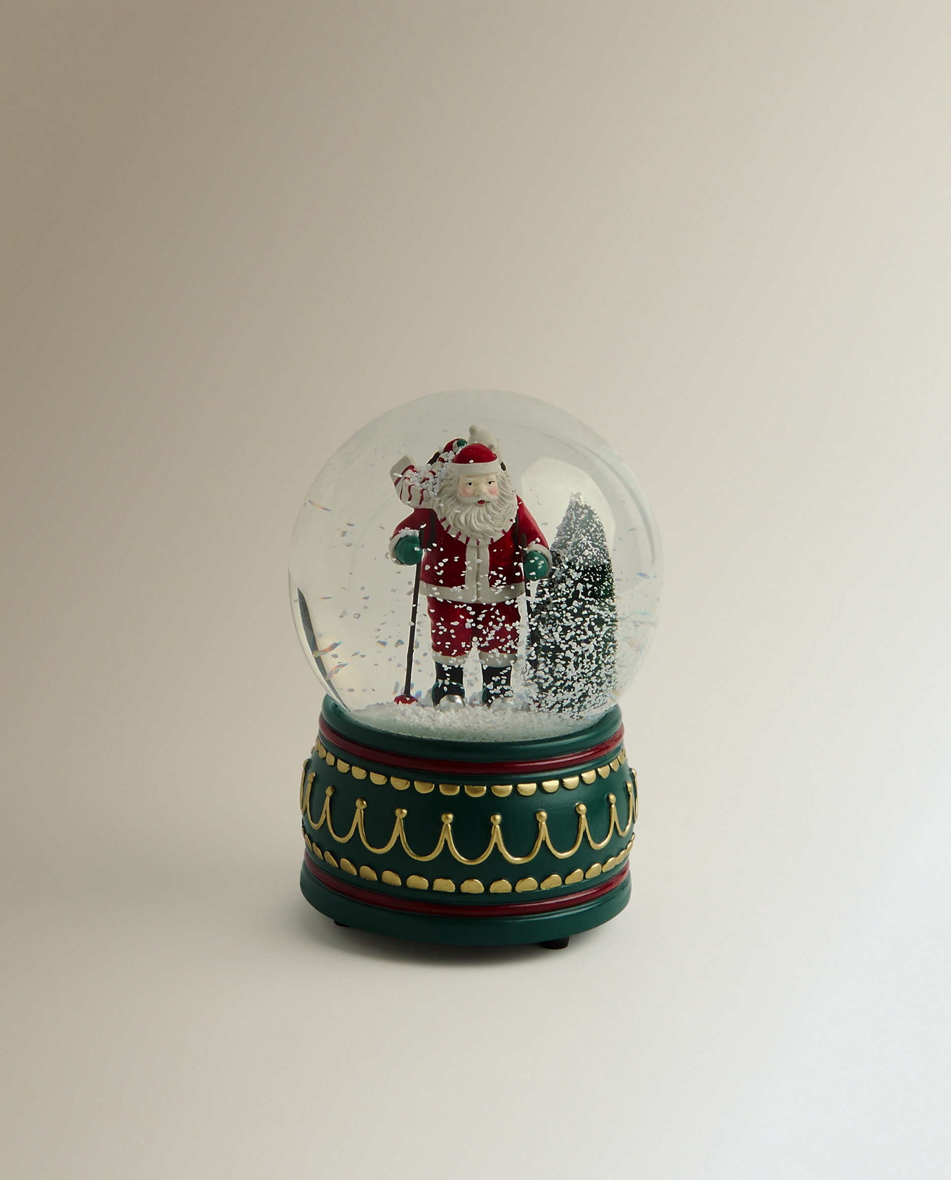 Bola de agua con música Papá Noel esquís Navidad - Multicolor Multicolor-2