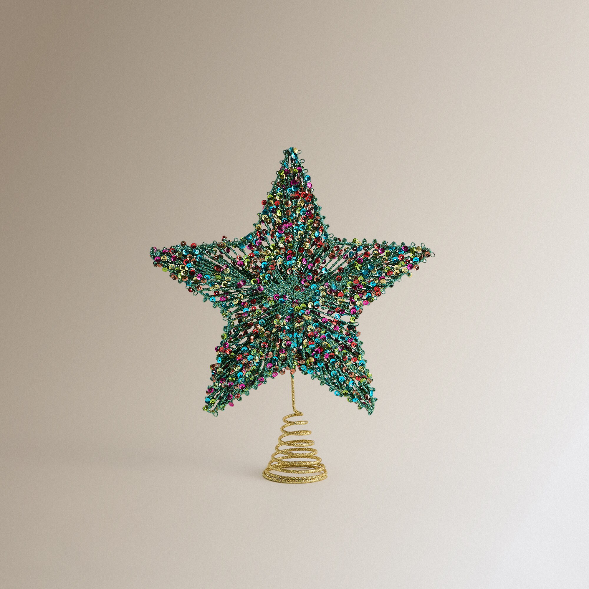 Topo de Árvore Estrela com Lantejoulas Multicolor-2