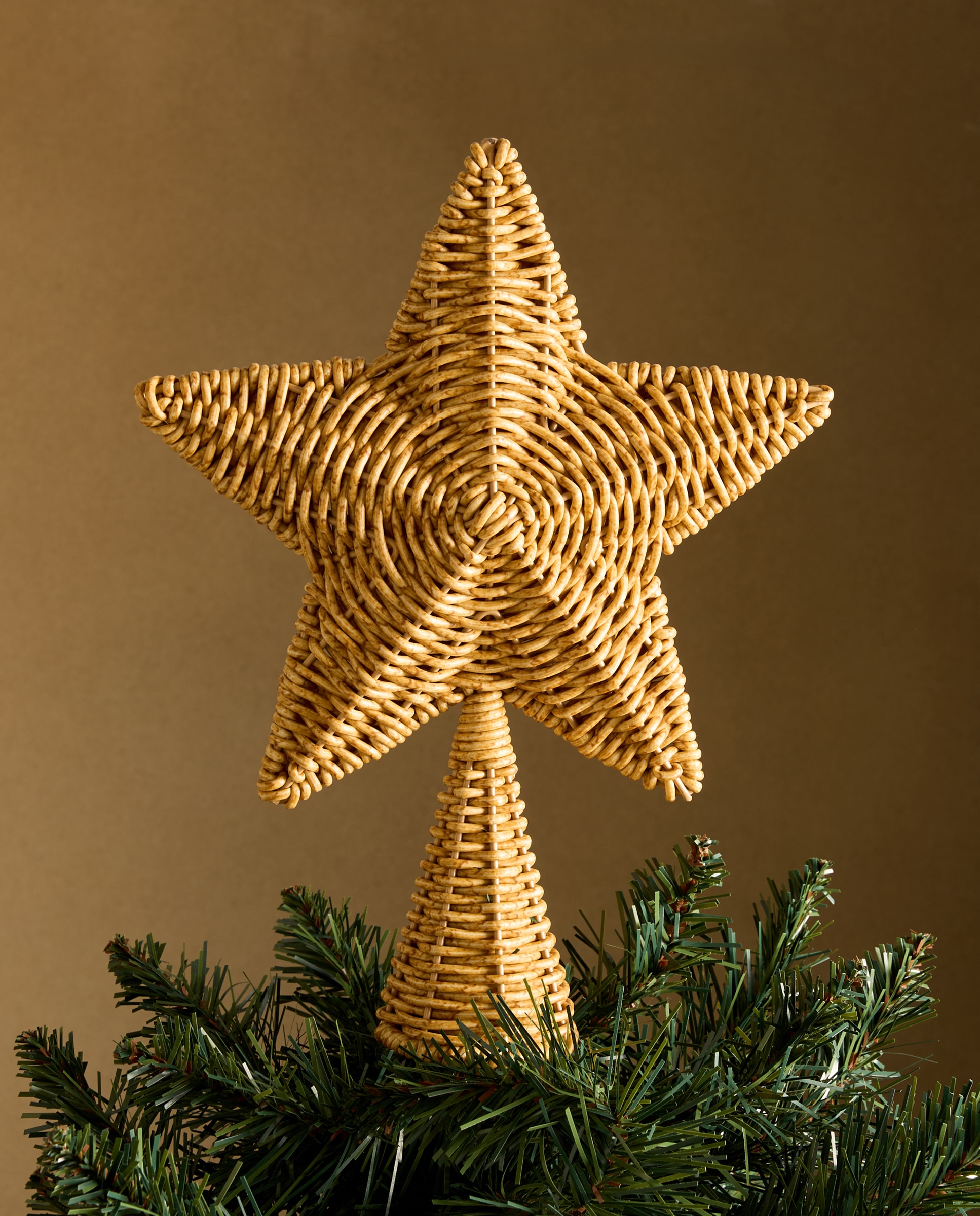 Imagem 0 de Topo de Árvore Estrela Poli-Rattan Natal