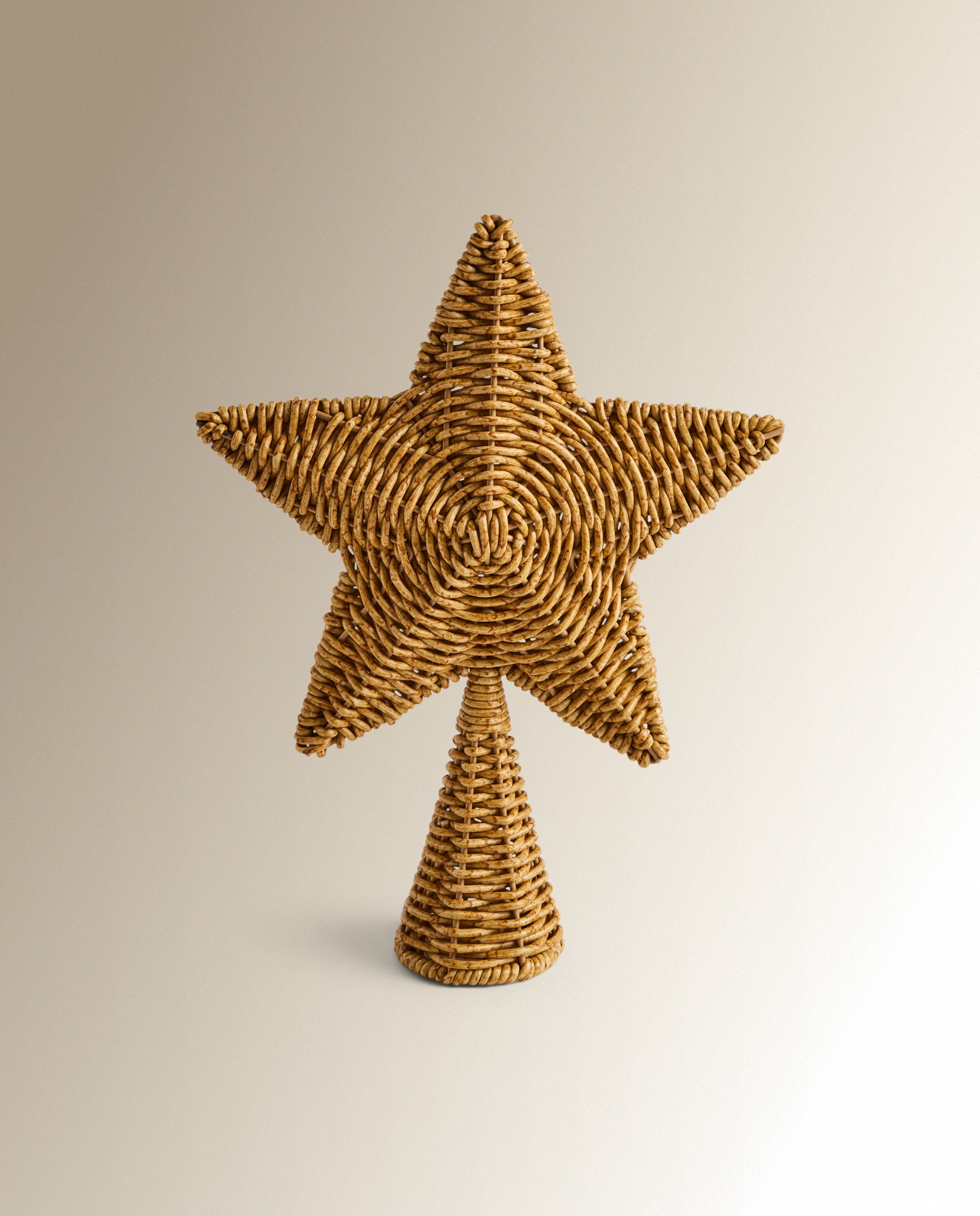 Topo de Árvore Estrela Poli-Rattan Natal Natural-2