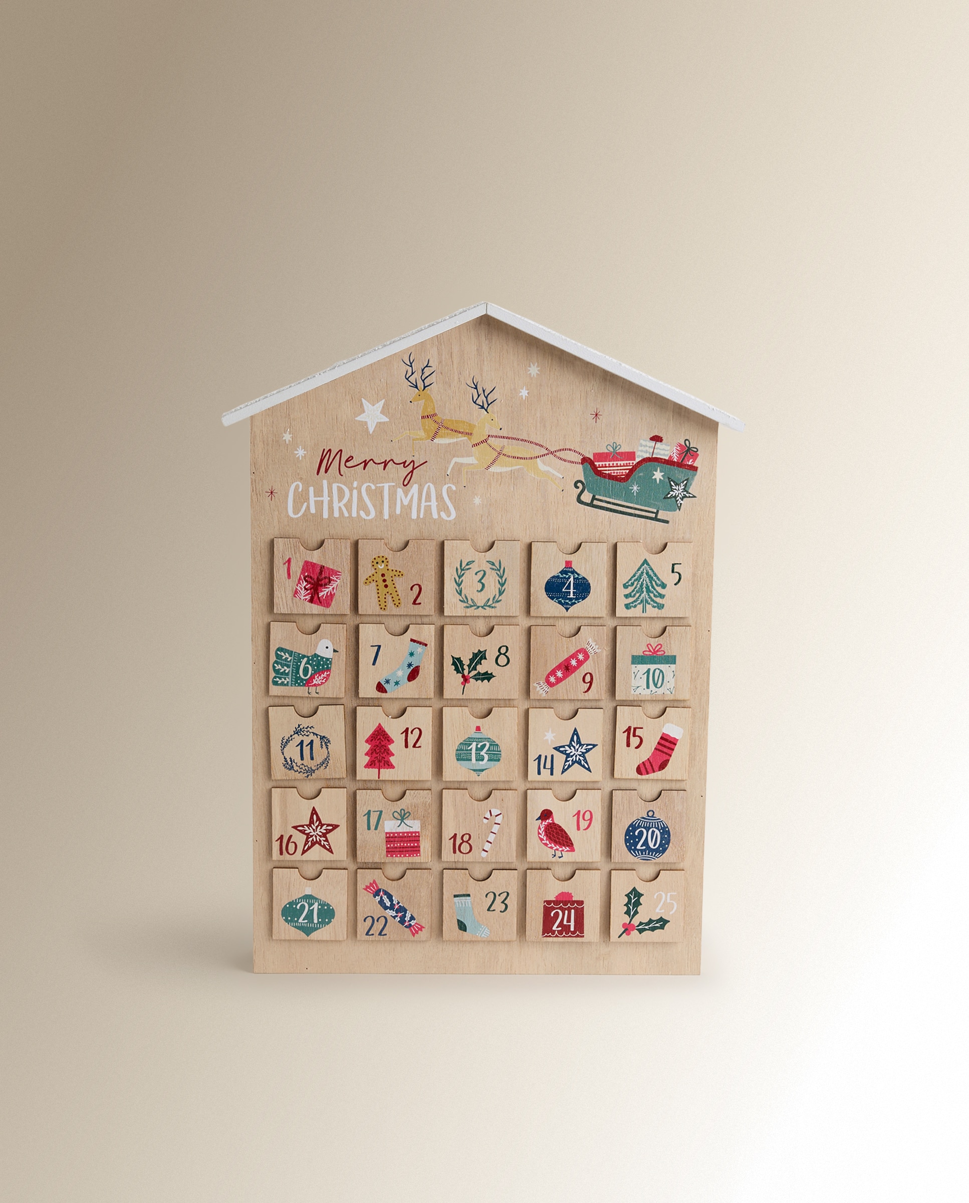 Calendario de adviento de madera Casita Navidad - Multicolor Multicolor-1
