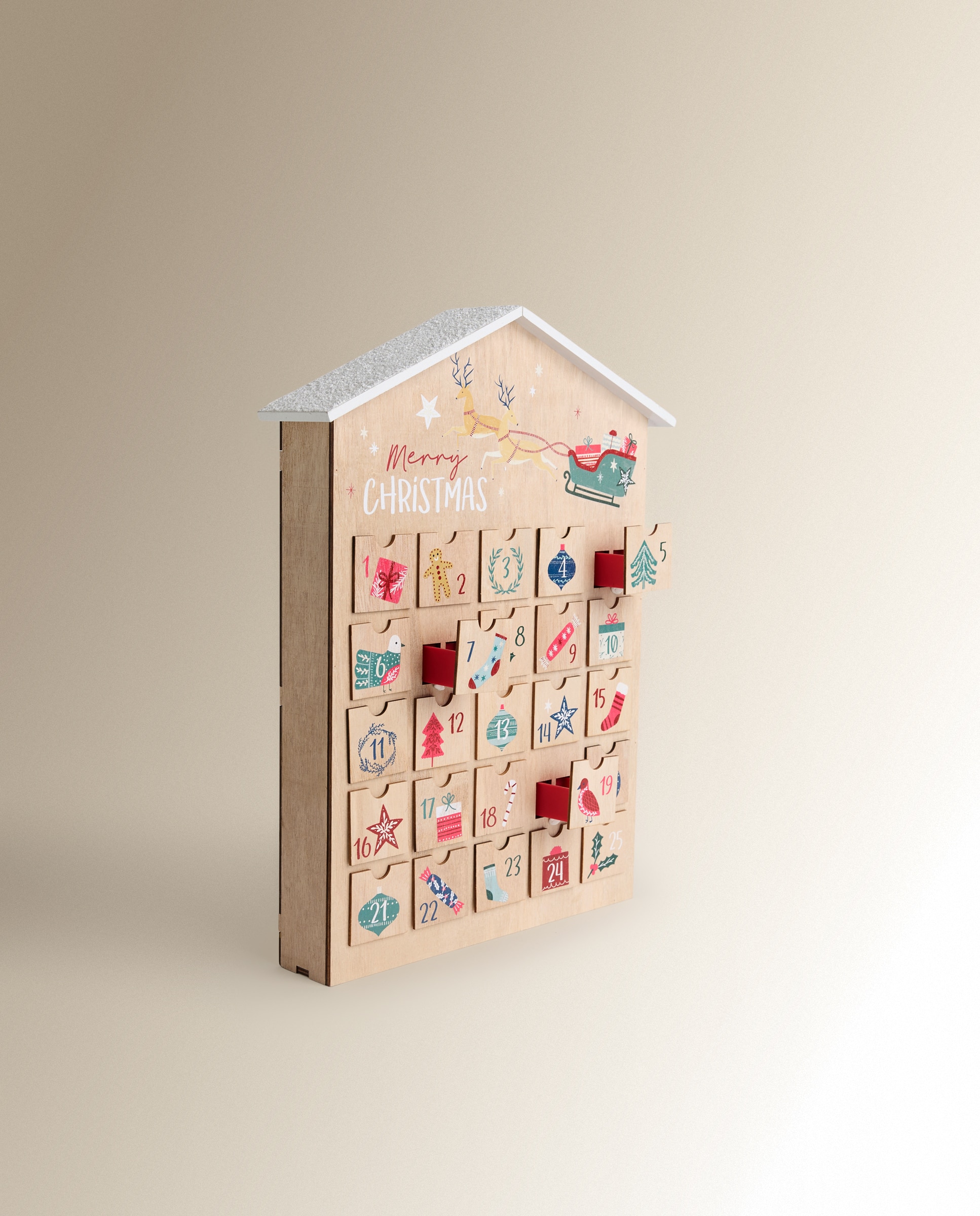 Calendario de adviento de madera Casita Navidad - Multicolor Multicolor-2
