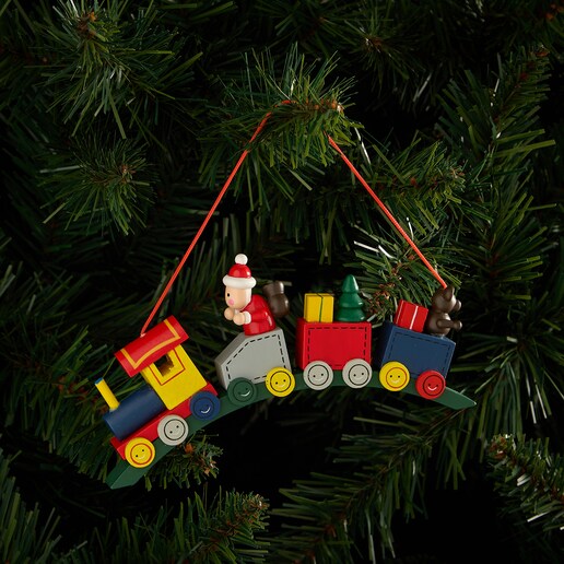 Colgante de madera Tren Papá Noel Navidad