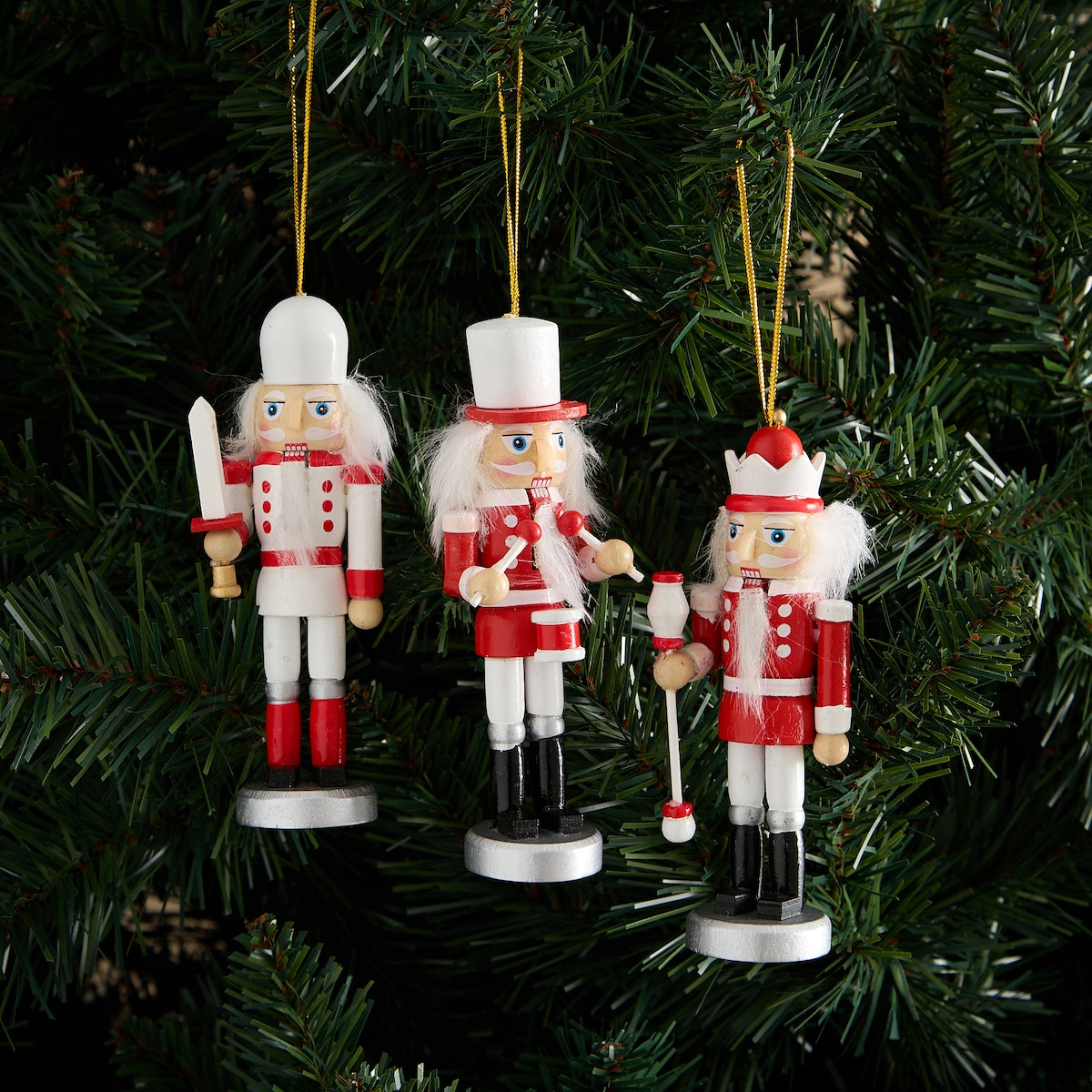 Set 3 colgantes Cascanueces Rojo y Blanco Navidad El Corte Inglés Rojo-1