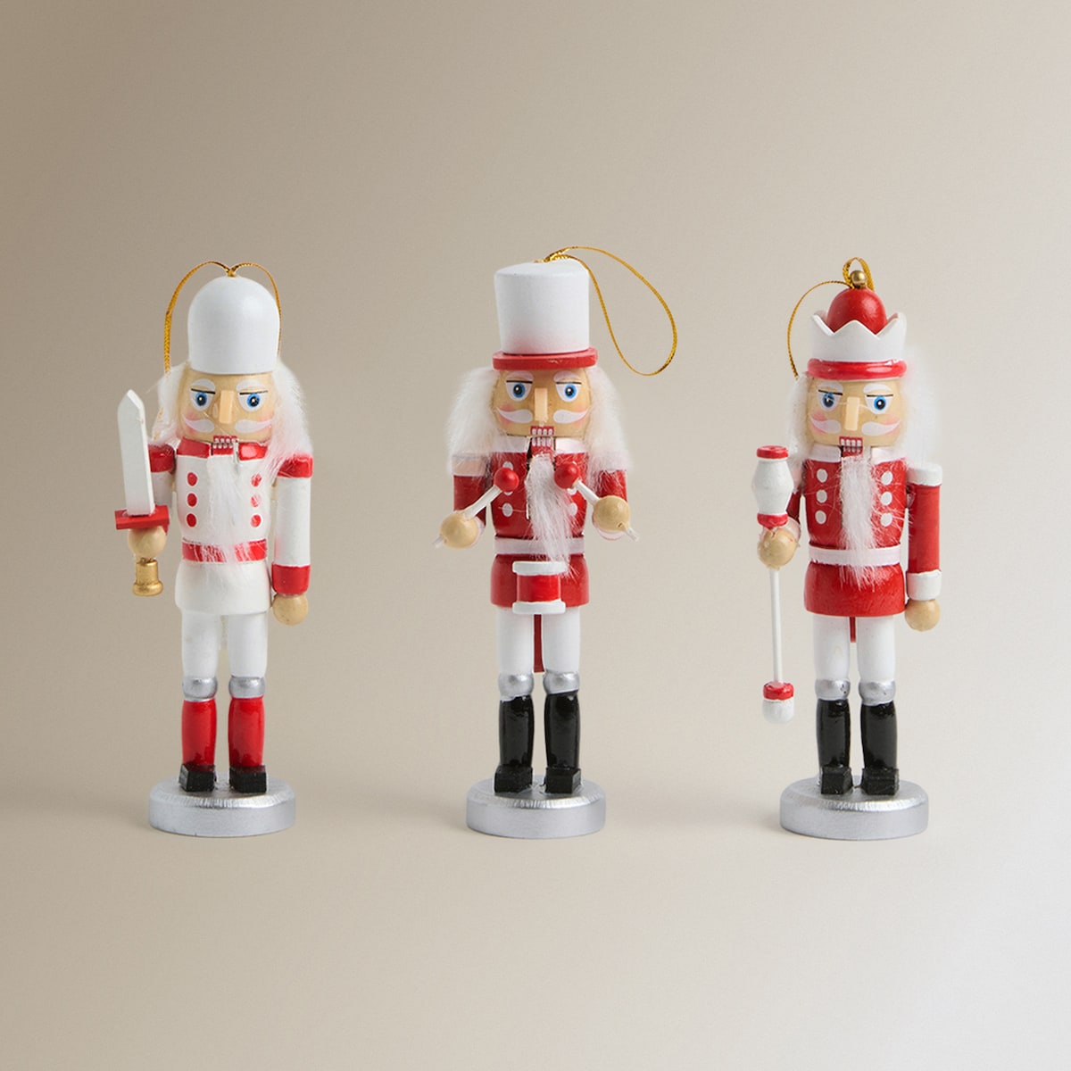 Set 3 colgantes Cascanueces Rojo y Blanco Navidad El Corte Inglés Rojo-2