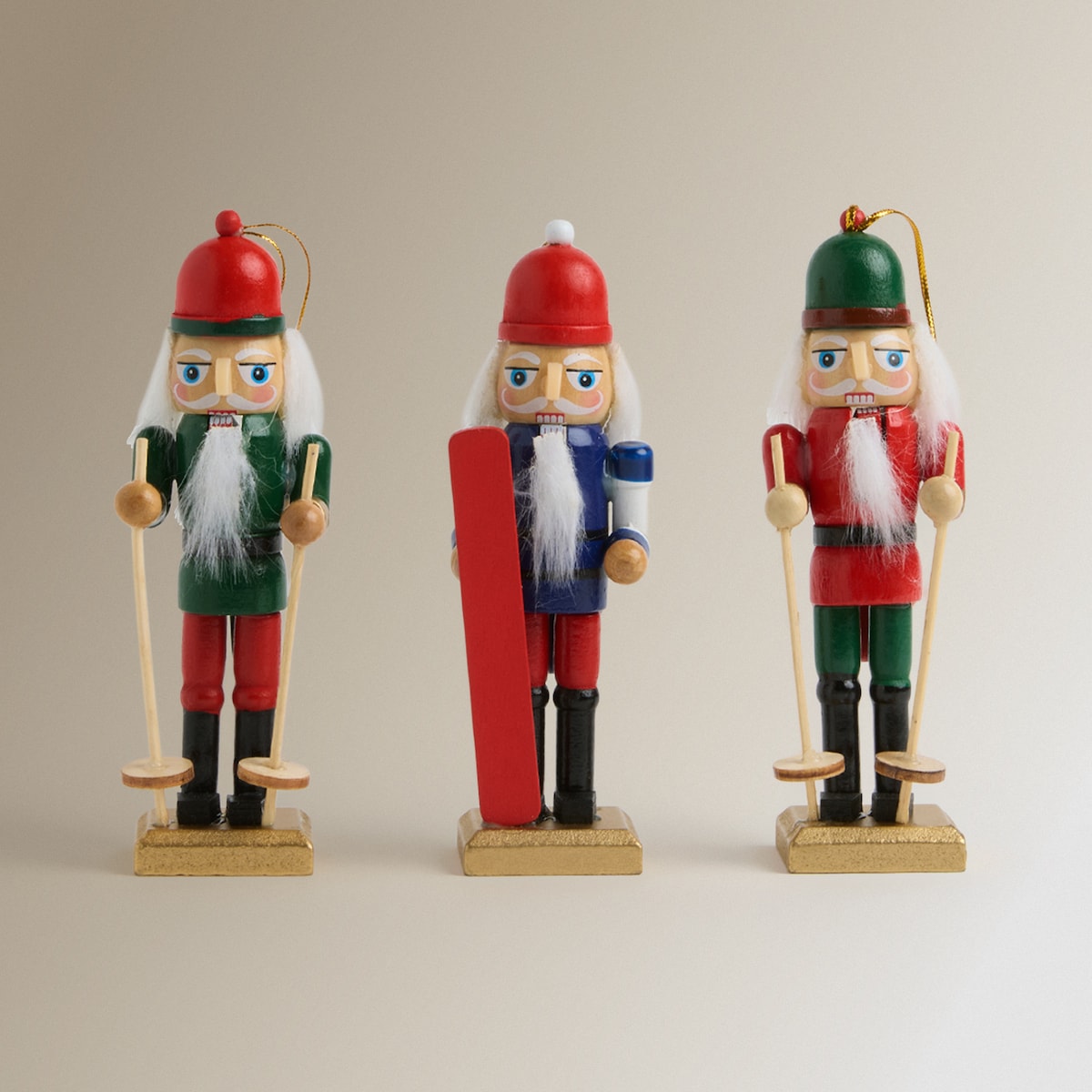Set de 3 colgantes de madera Cascanueces Navidad Multicolor-2