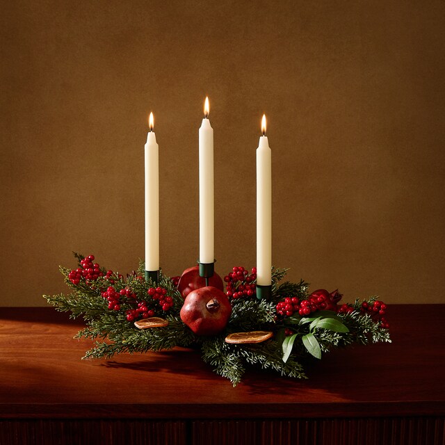 Centro de mesa con portavelas Frutas Navidad