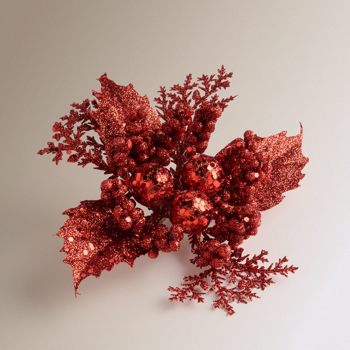 Pinza decorativa Flor de Pascua Ramas Navidad Rojo-1