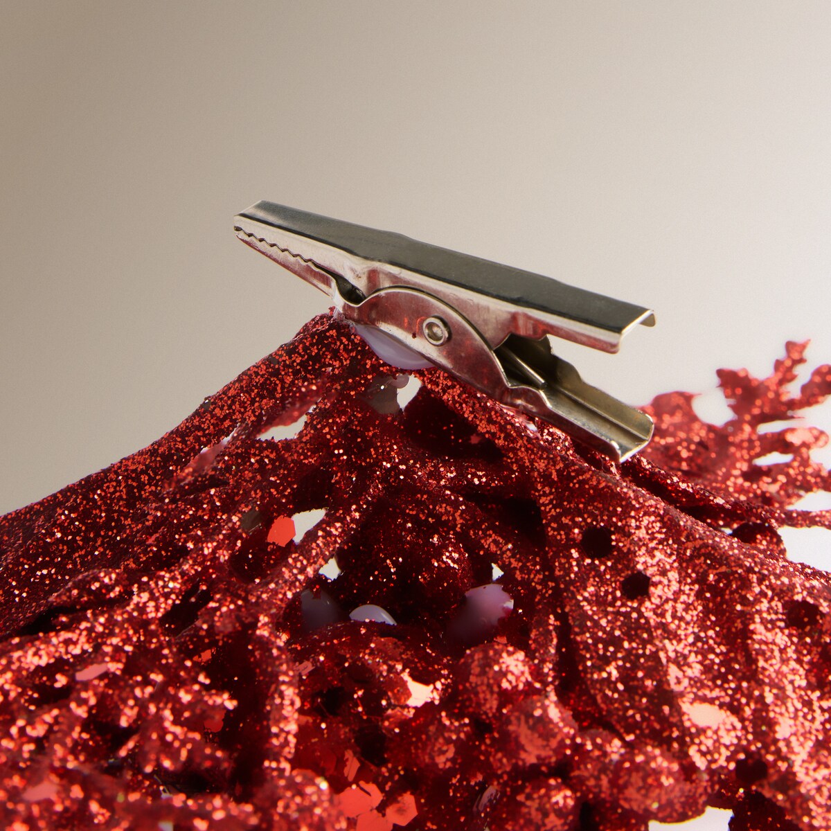 Pinza decorativa Flor de Pascua Ramas Navidad Rojo-3