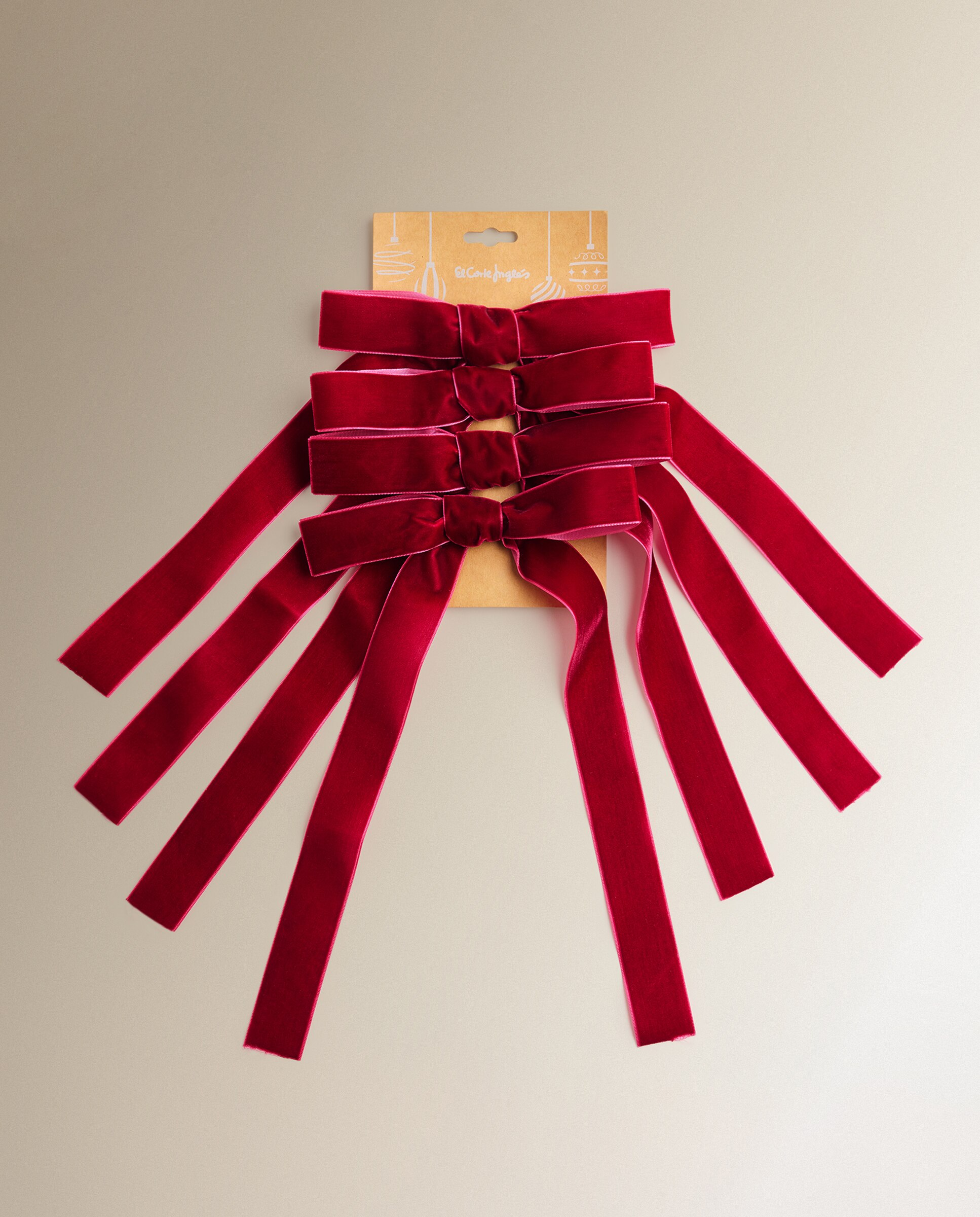 Imagen 4 de Set de 4 pinzas decorativas Lazos Navidad - Burdeos Burdeos