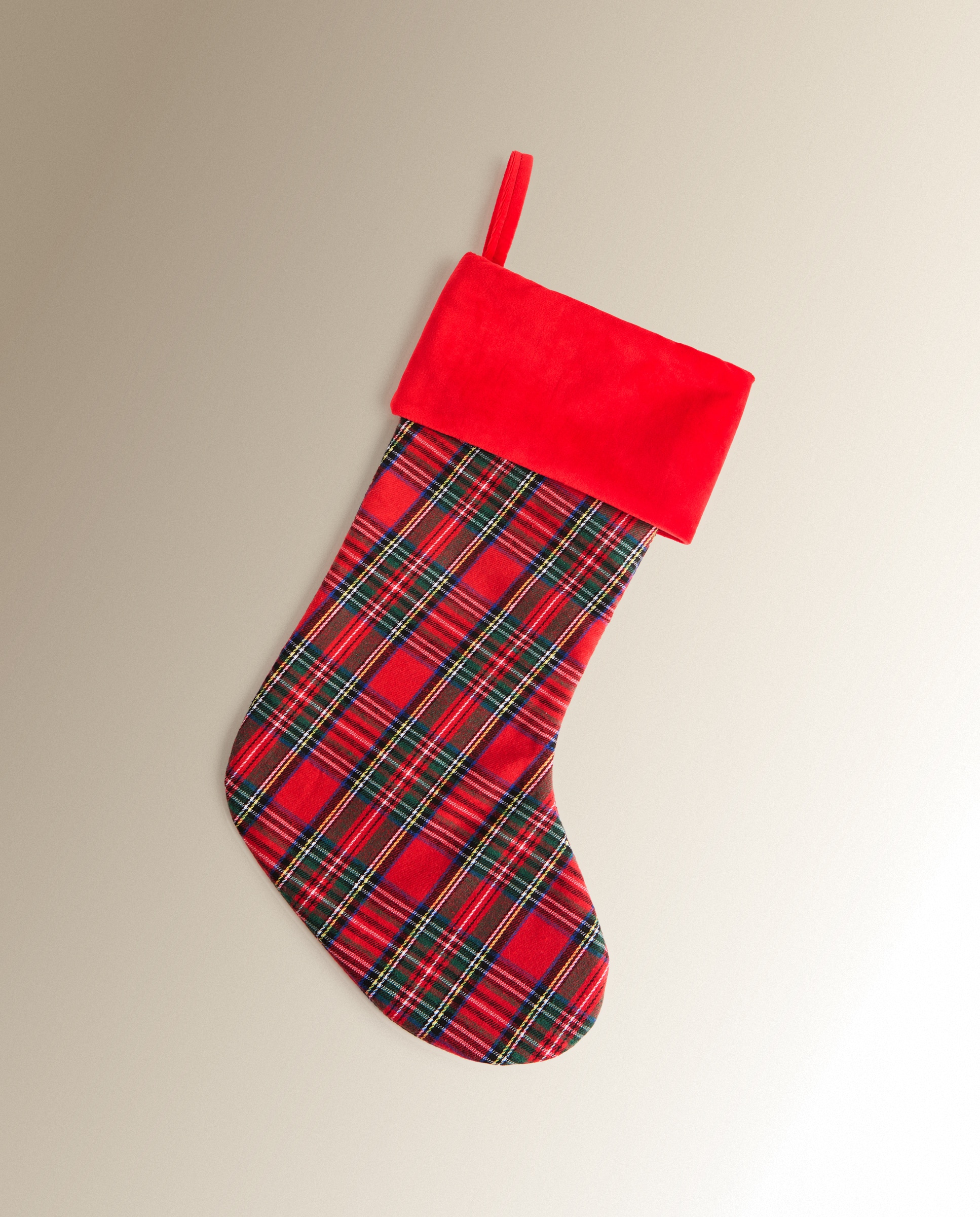 Calcetín Tartán Navidad - Rojo Rojo-1