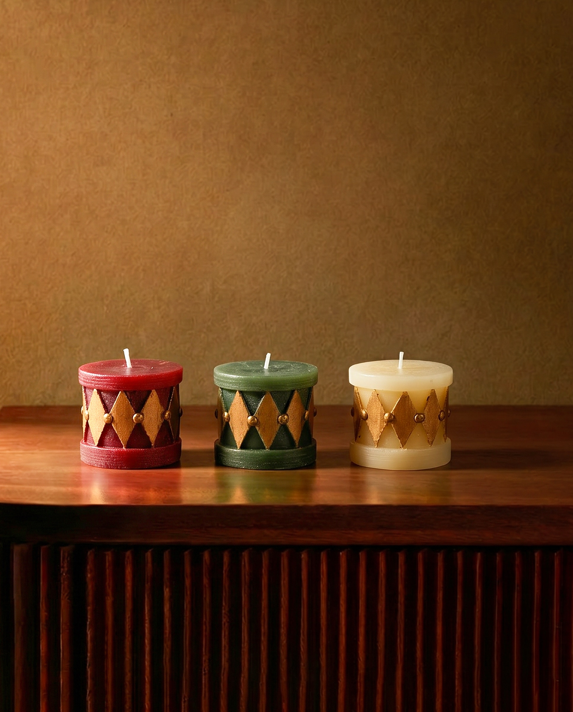 Imagen 0 de Set de 3 velas Tambores Navidad Multicolor