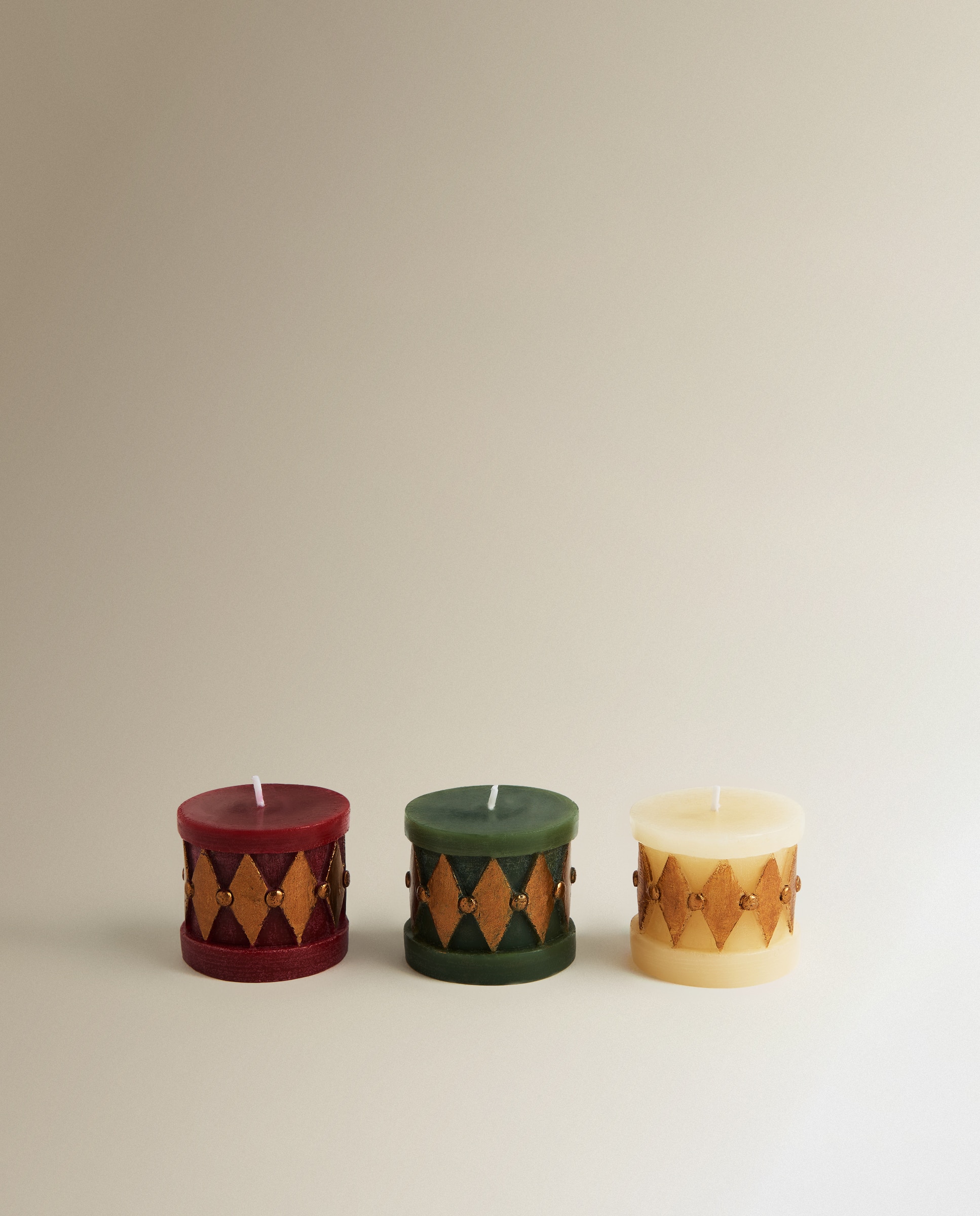 Set de 3 velas Tambores Navidad - Multicolor Multicolor-2