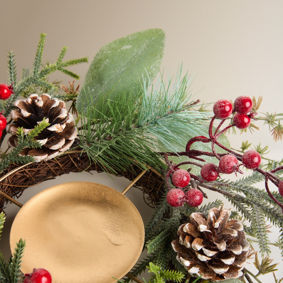 Anillo para vela Flores Navidad El Corte Inglés Verde-2