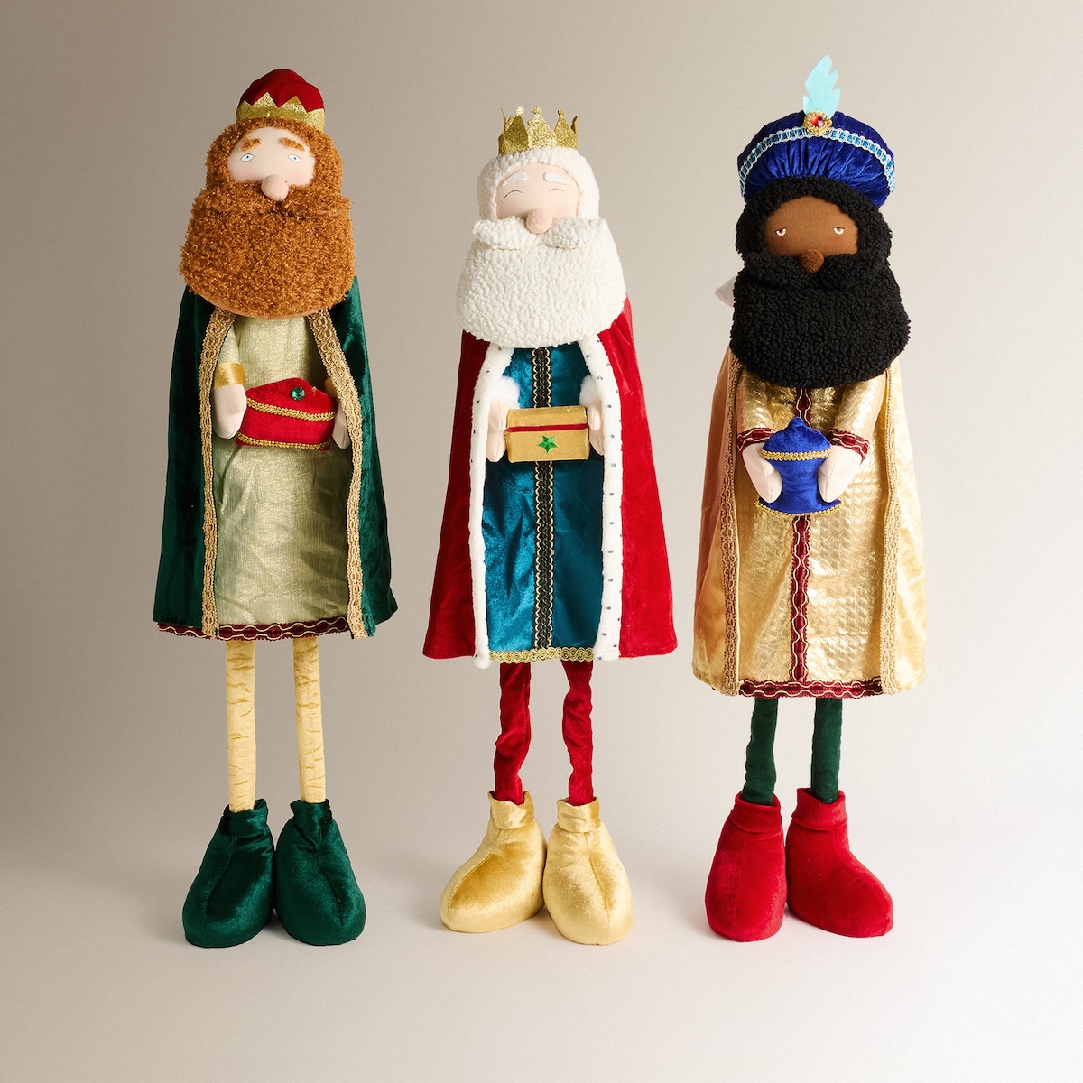 Set de 3 muñecos Reyes Magos con piernas extensibles Navidad El Corte Inglés Multicolor-3