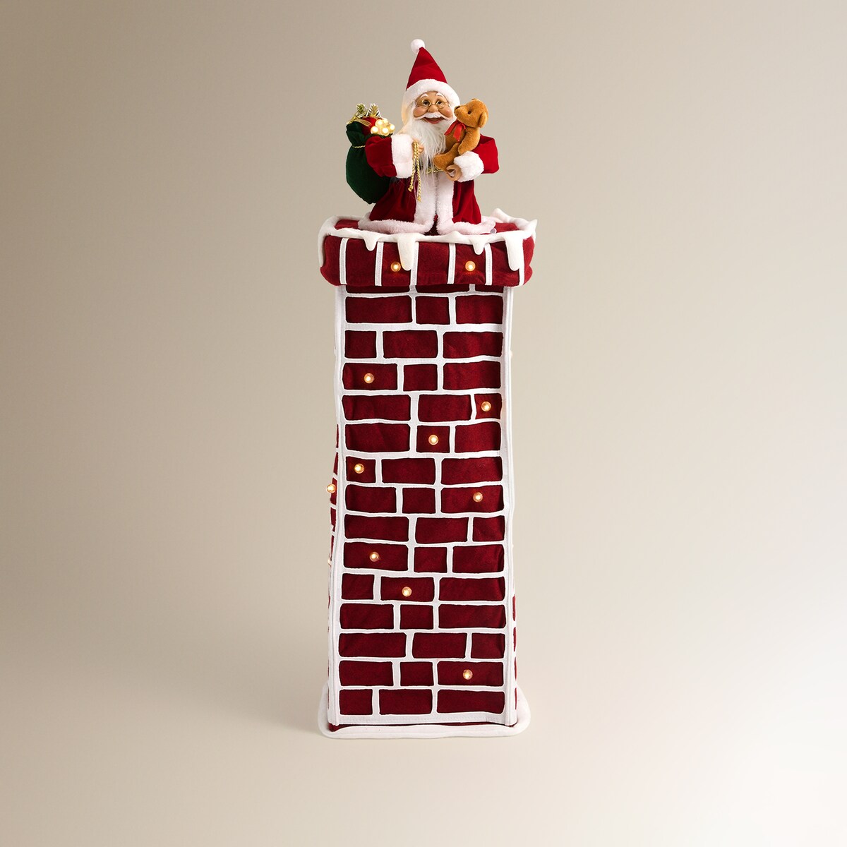 Boneco Pai Natal com Chaminé Extensível com 24 Luzes LED Vermelho-2