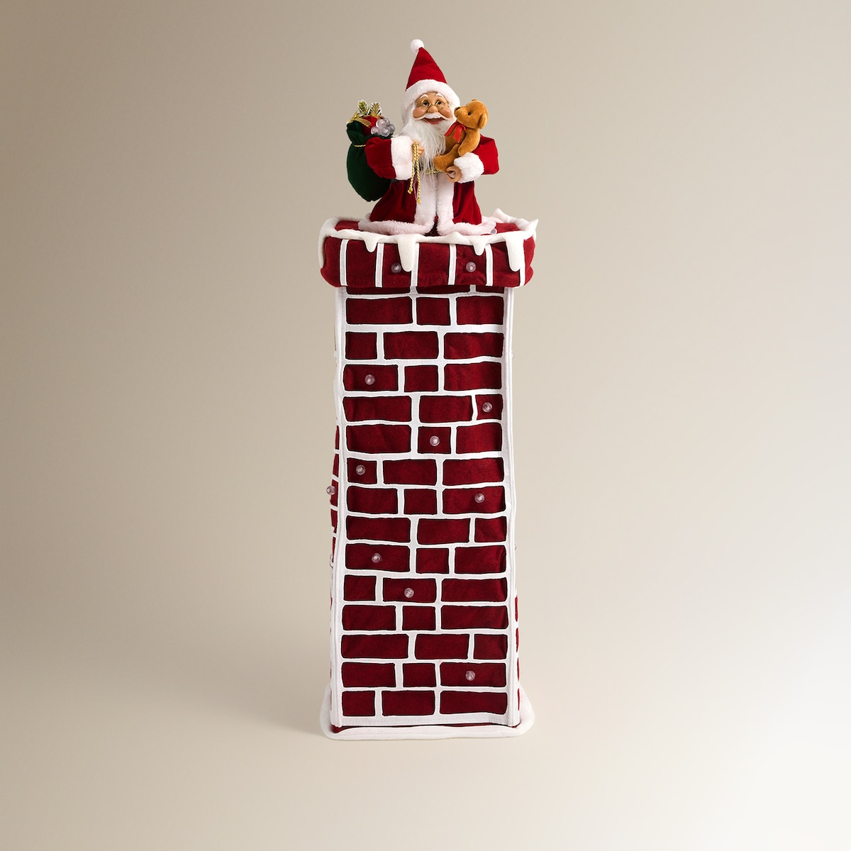 Boneco Pai Natal com Chaminé Extensível com 24 Luzes LED Vermelho-3