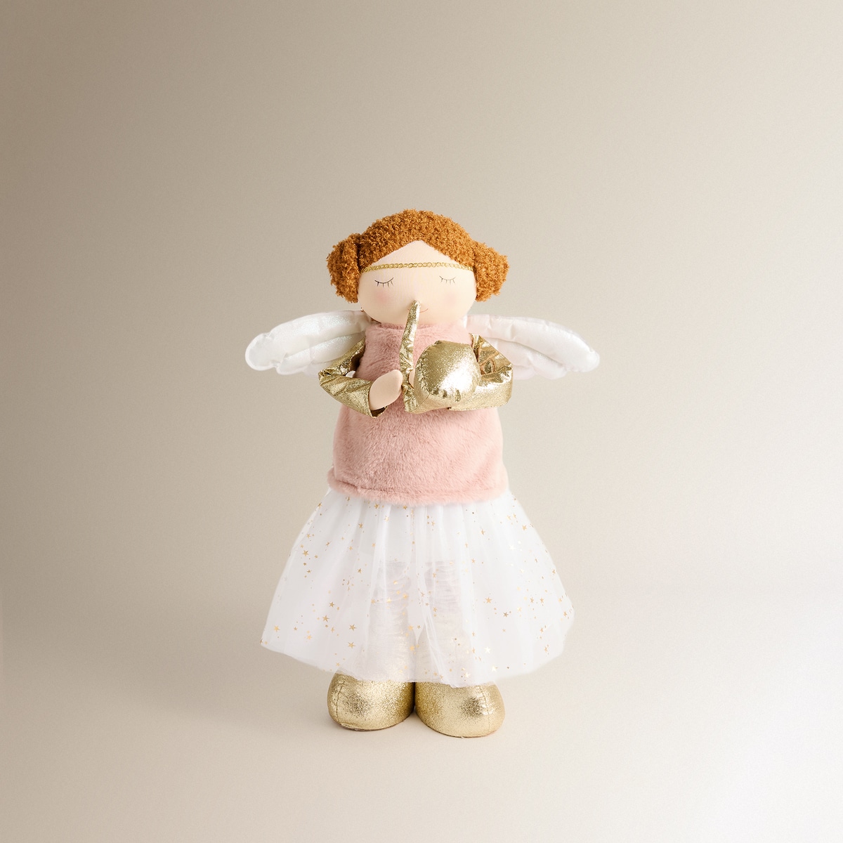 Muñeco Ángel anunciador con piernas extensibles Navidad Rosa-2