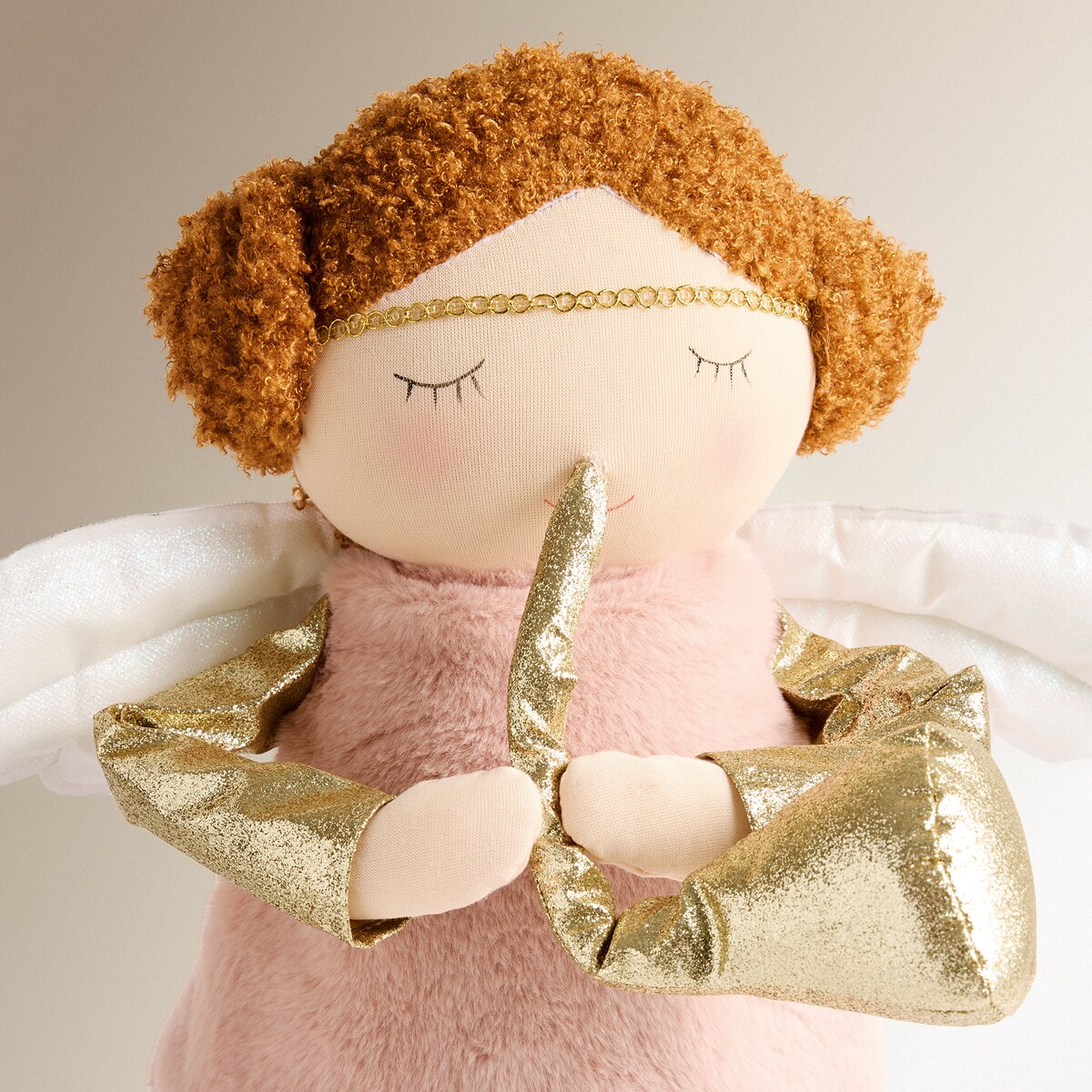 Muñeco Ángel anunciador con piernas extensibles Navidad Rosa-4