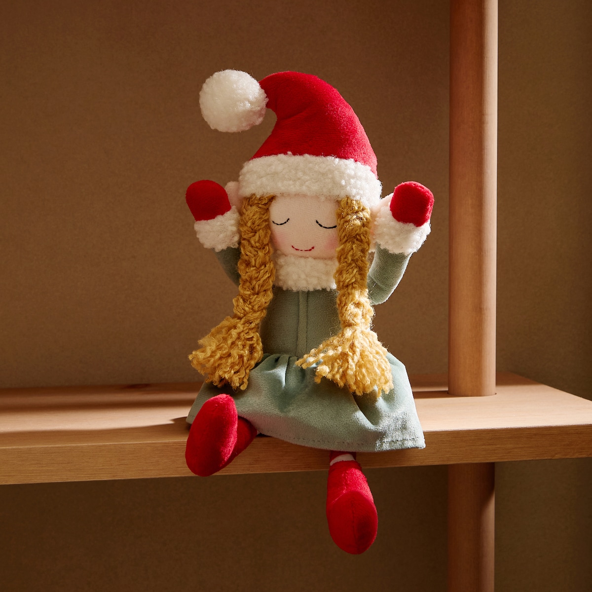 Muñeca Elfa trencitas Navidad Verde-1