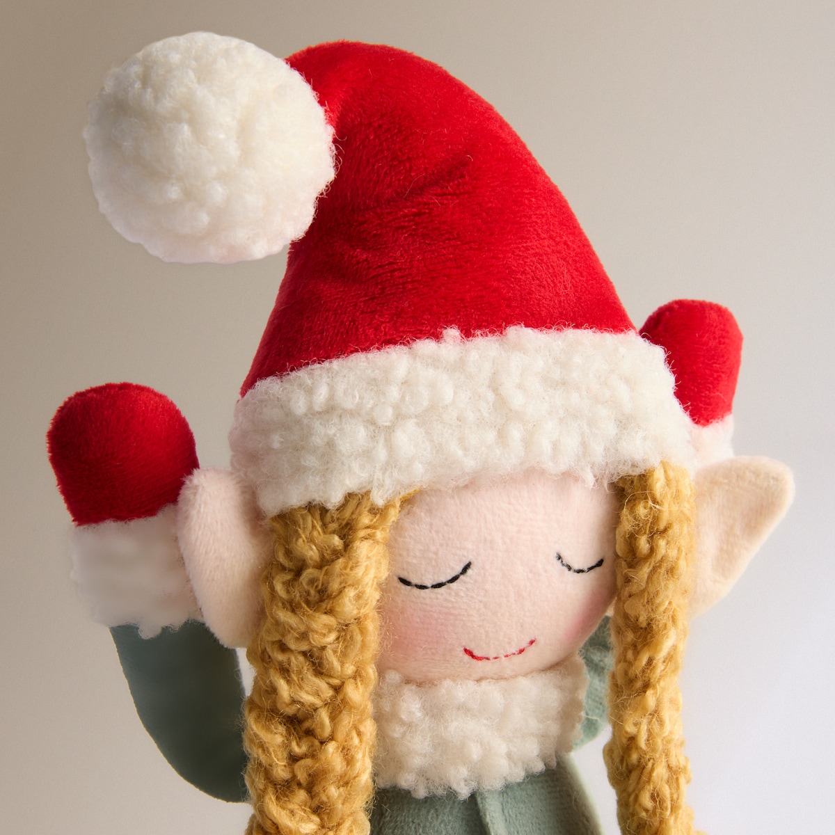 Muñeca Elfa trencitas Navidad Verde-3