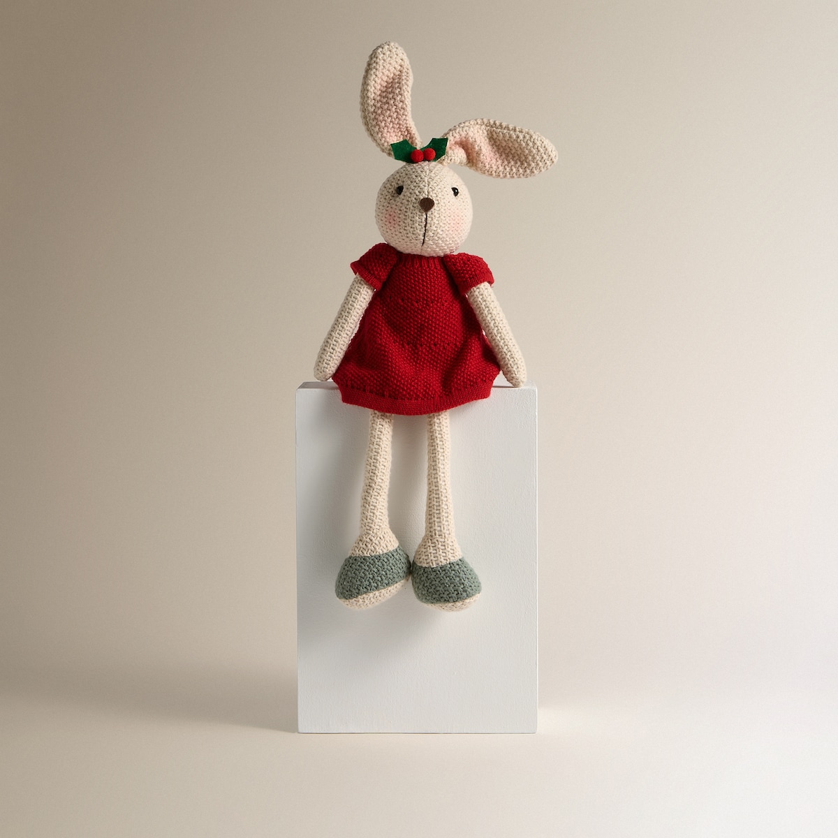 Muñeco Conejita Crochet Navidad Verde-2