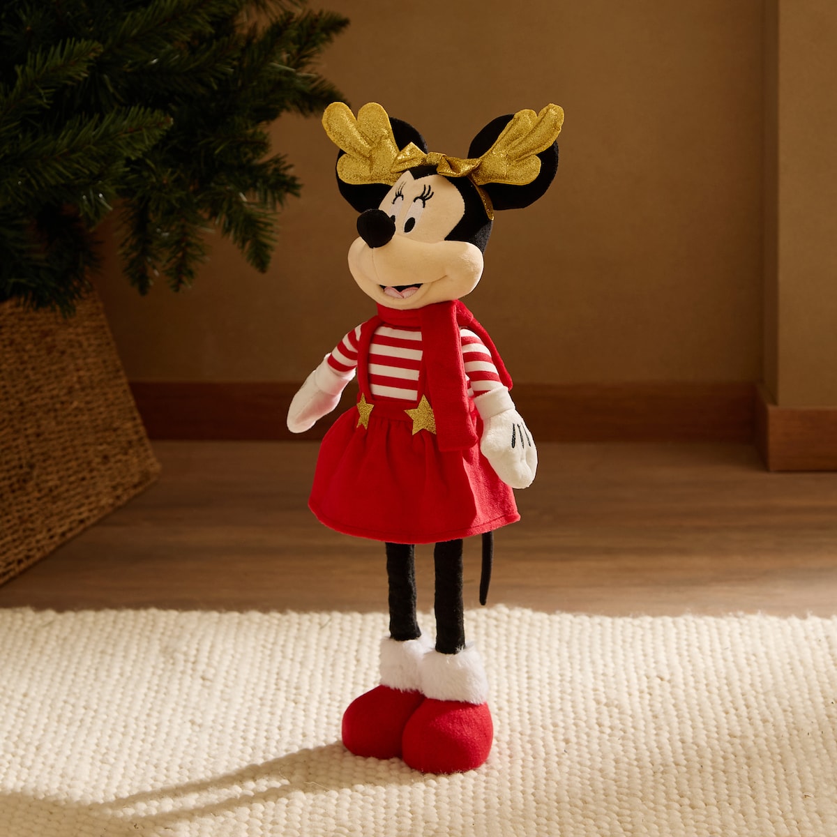 Muñeco Minnie Mouse Disney con piernas extensibles Navidad Rojo-1