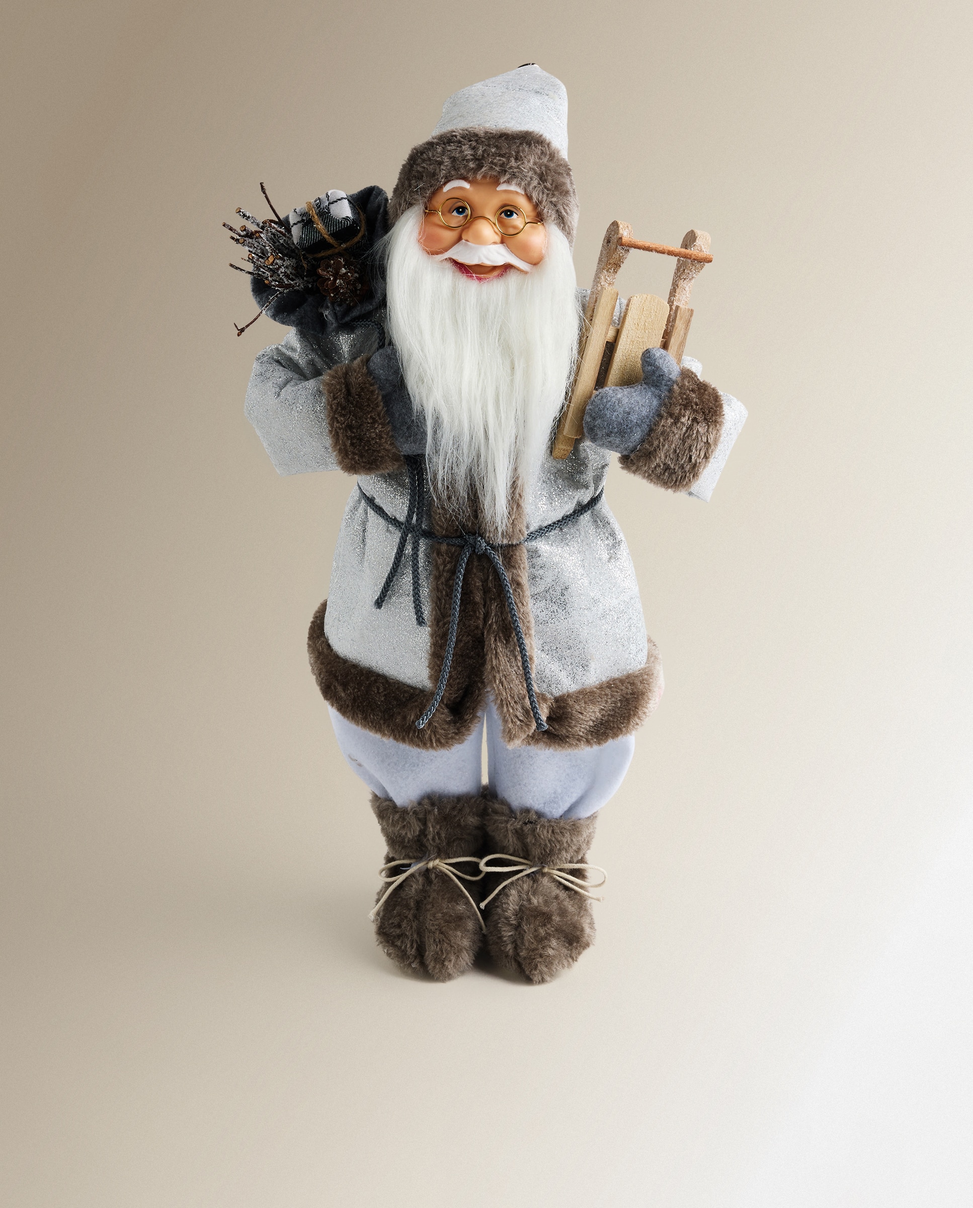 Boneco Pai Natal com Trenó Cinzento-2